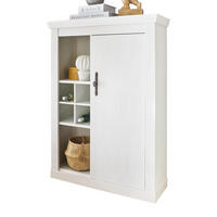 KOMMODE weiß Pinie Landhaus, Highboard 105 x 146 cm, Soft-Close-Funktion - Weiß, Holzwerkstoff/Kunststoff (107/146/38cm) - Furn.Design