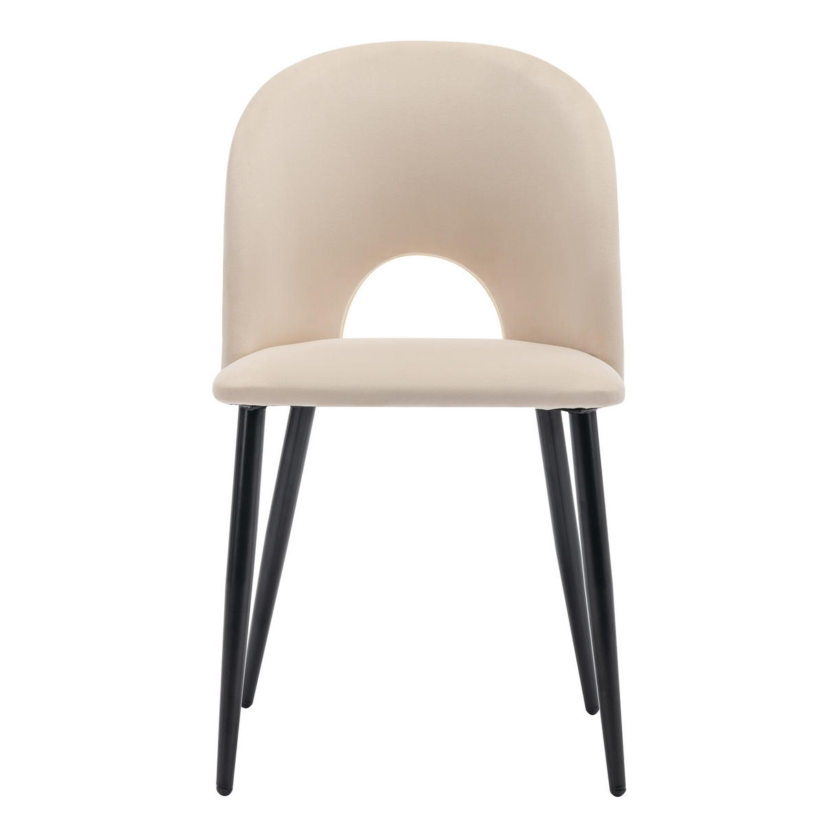 POLSTERSTUHL 2er-Set mit Rückenlehne Samt Beige Metallgestell - Beige, Metall (44/84/47cm) - Meubliv