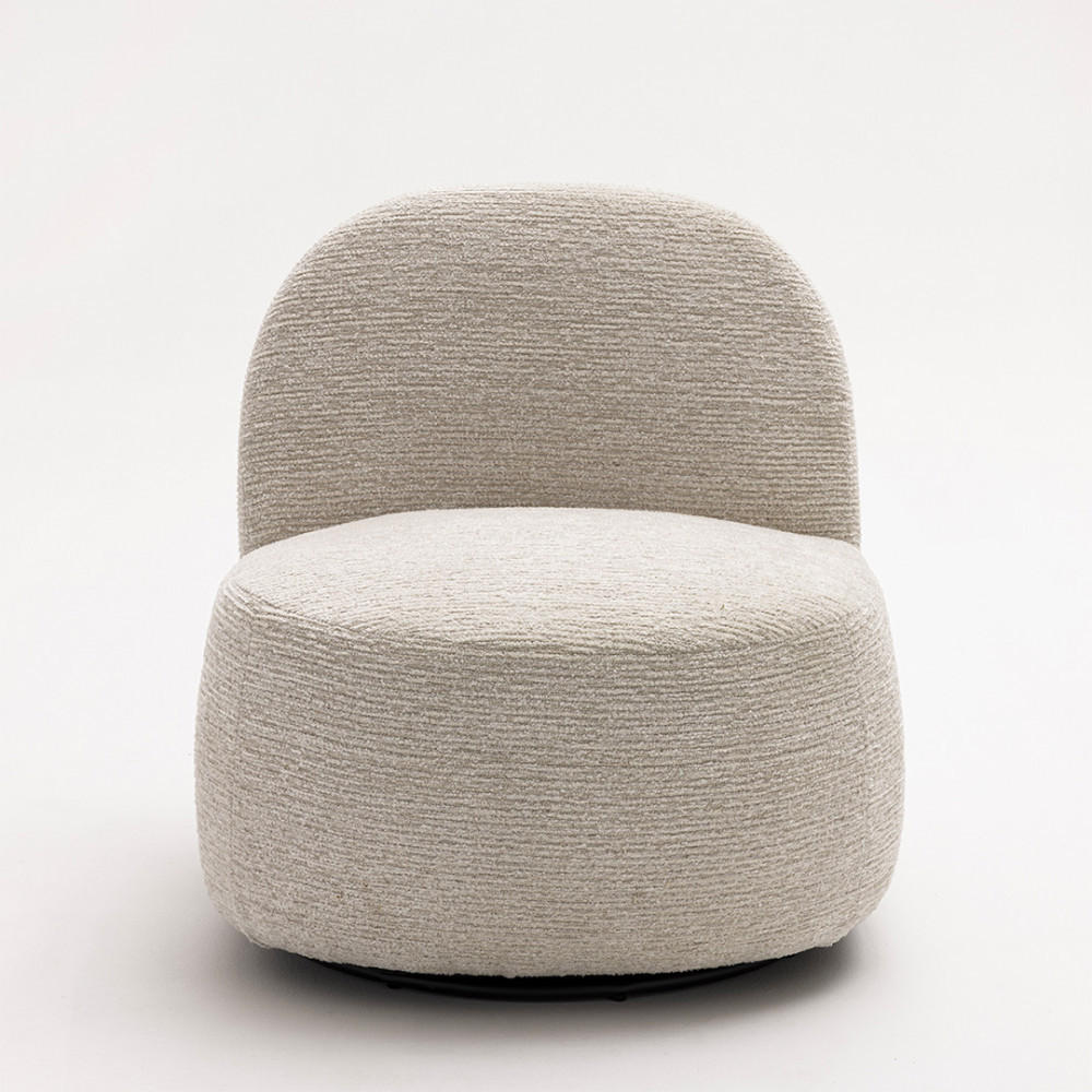 DREHSESSEL aus geripptem Chenillegewebe - Ecru - Weiß, Textil (67/69/74cm) - Drawer