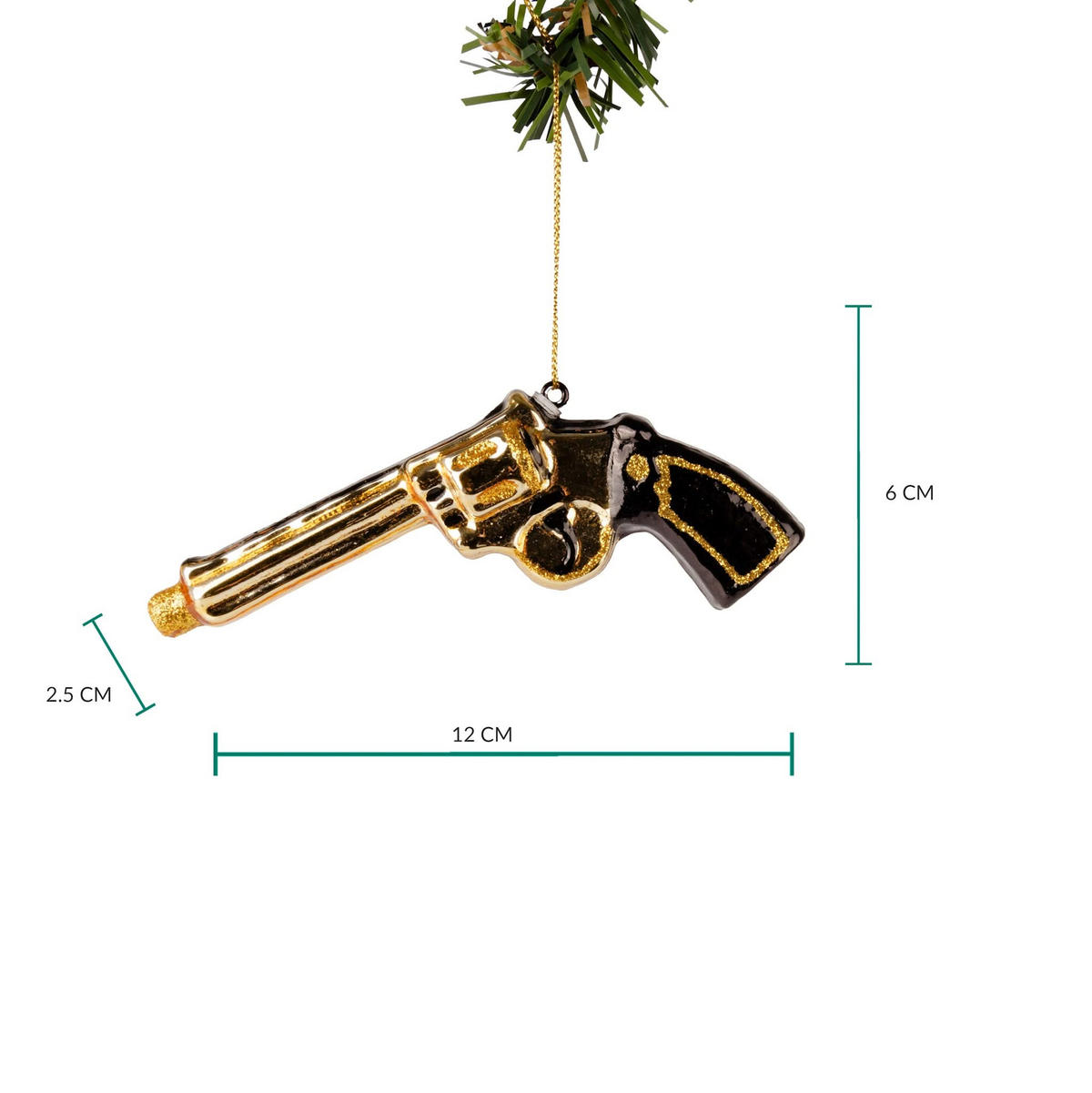 WEIHNACHTSKUGEL Pistole 12 cm - Goldfarben, Glas (3/6/1cm)