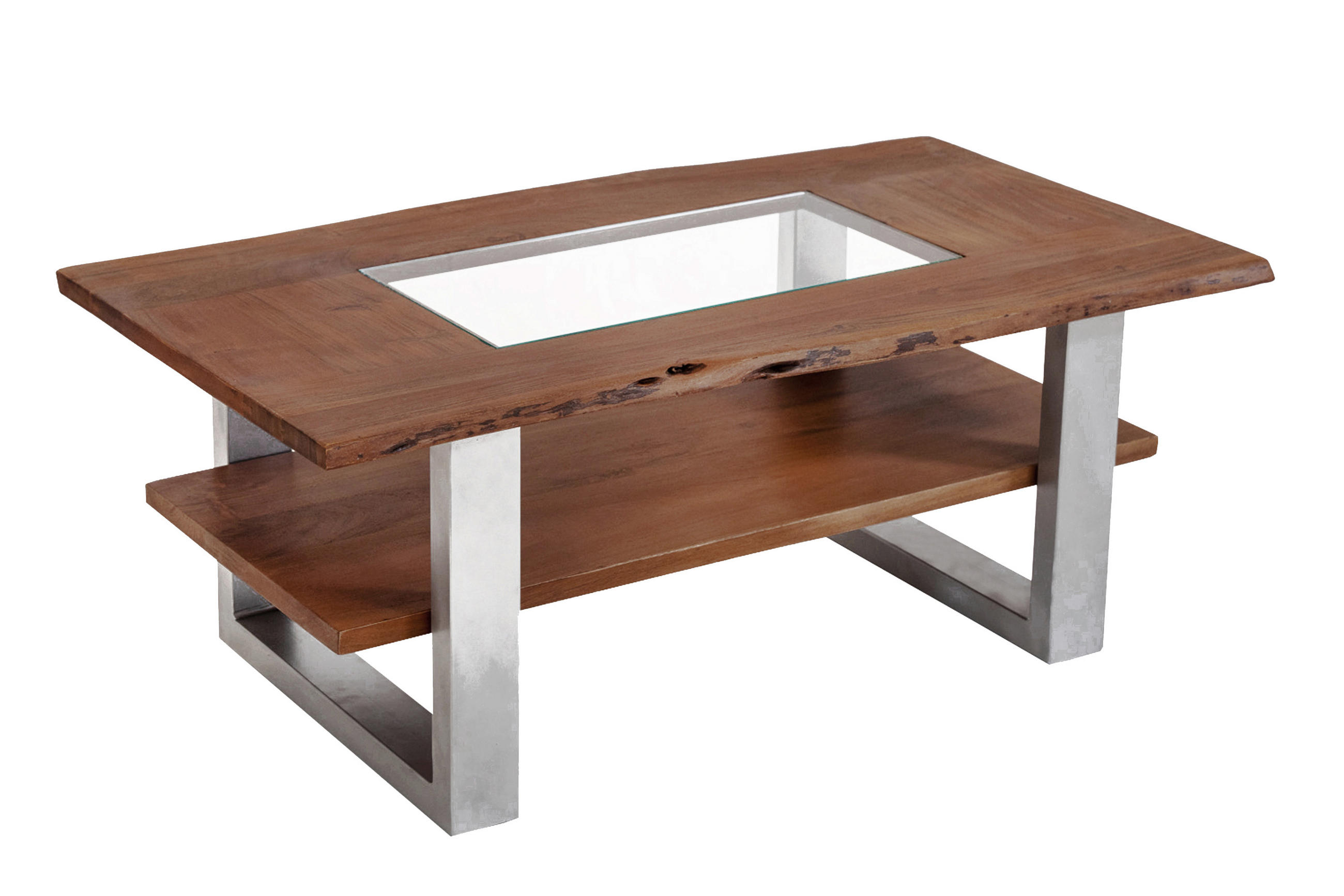 COUCHTISCH PATRICK - Transparent/Silberfarben, Holz/Metall (65/115/46cm) - SAM