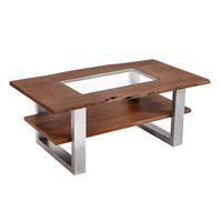 COUCHTISCH PATRICK - Transparent/Silberfarben, Holz/Metall (65/115/46cm) - SAM