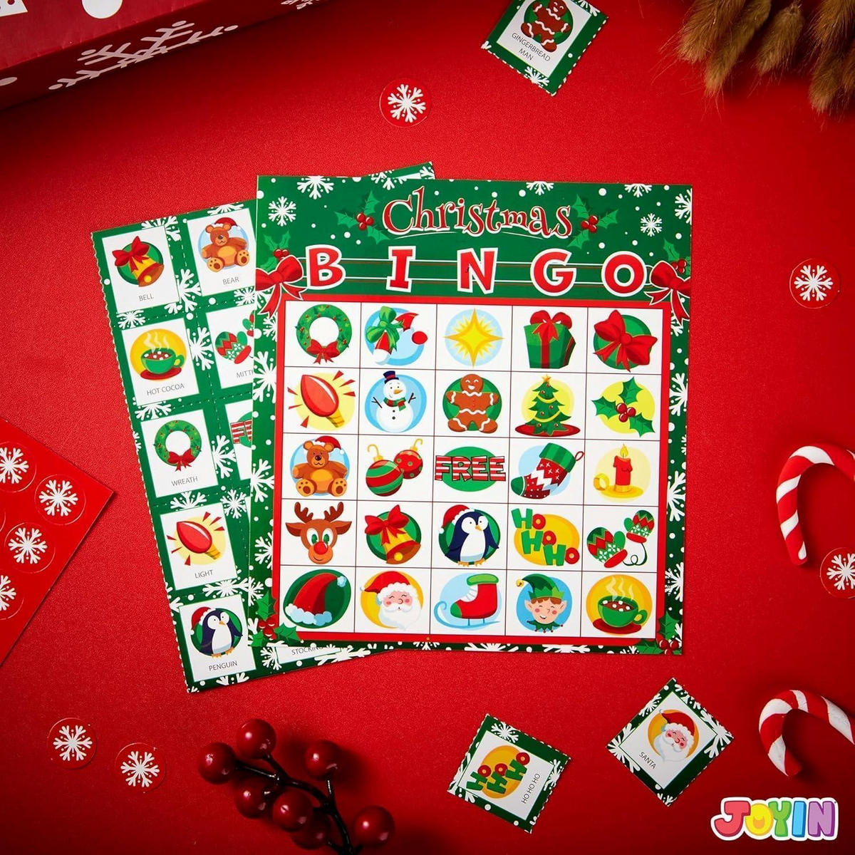 BINGO Kartenset Weihnachten 28 Spieler - Multicolor, Karton (16.3/17.7cm)