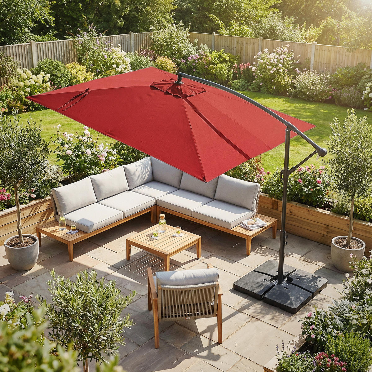 AMPELSCHIRM Ø 330 cm in Rot aus Aluminium - Rot, Metall (330/330cm) - ML-DESIGN