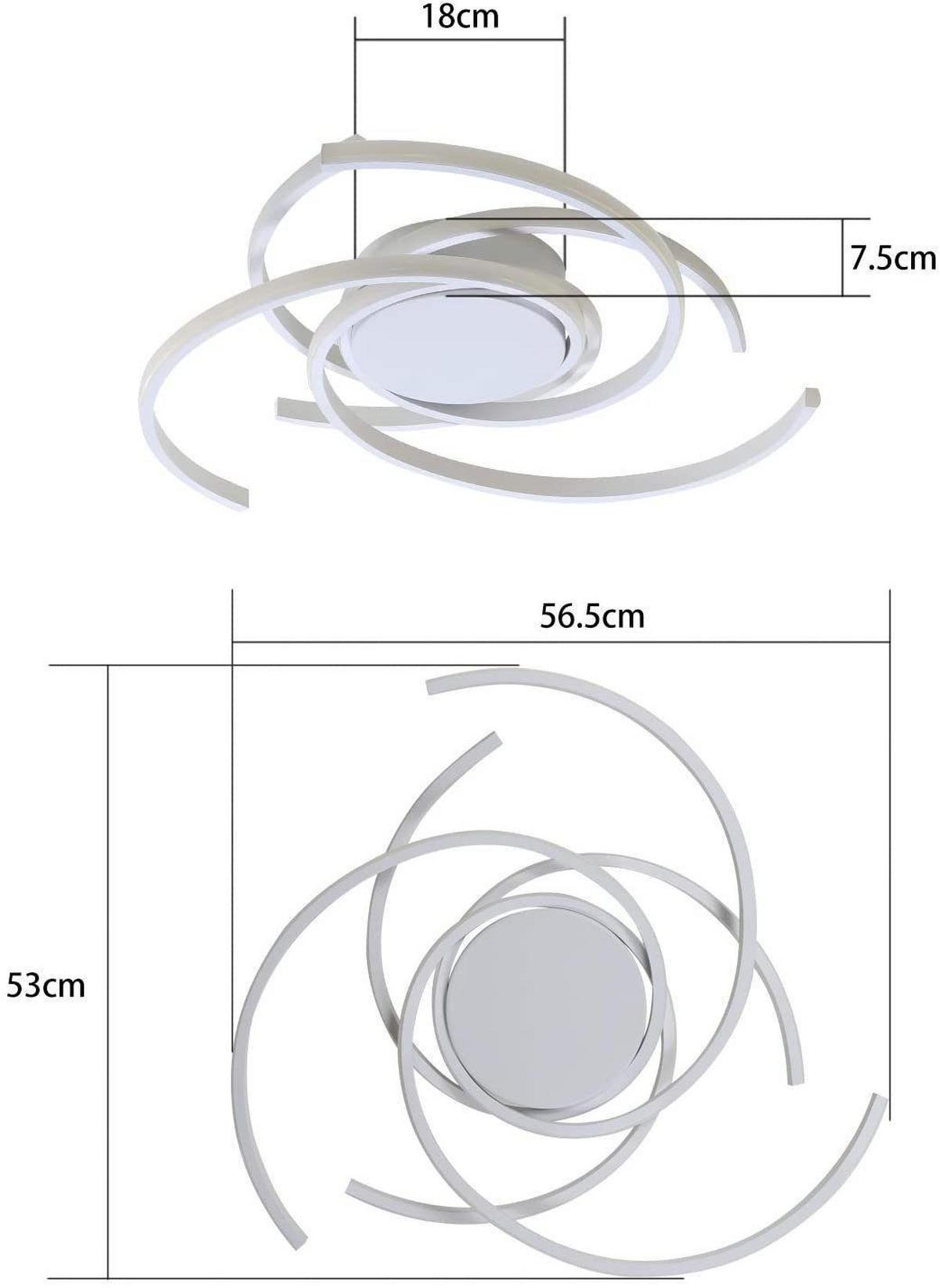 LED-DECKENLEUCHTE Klaus 57/53/12 cm - Weiß, Metall (57/53/12cm) - Nettlife