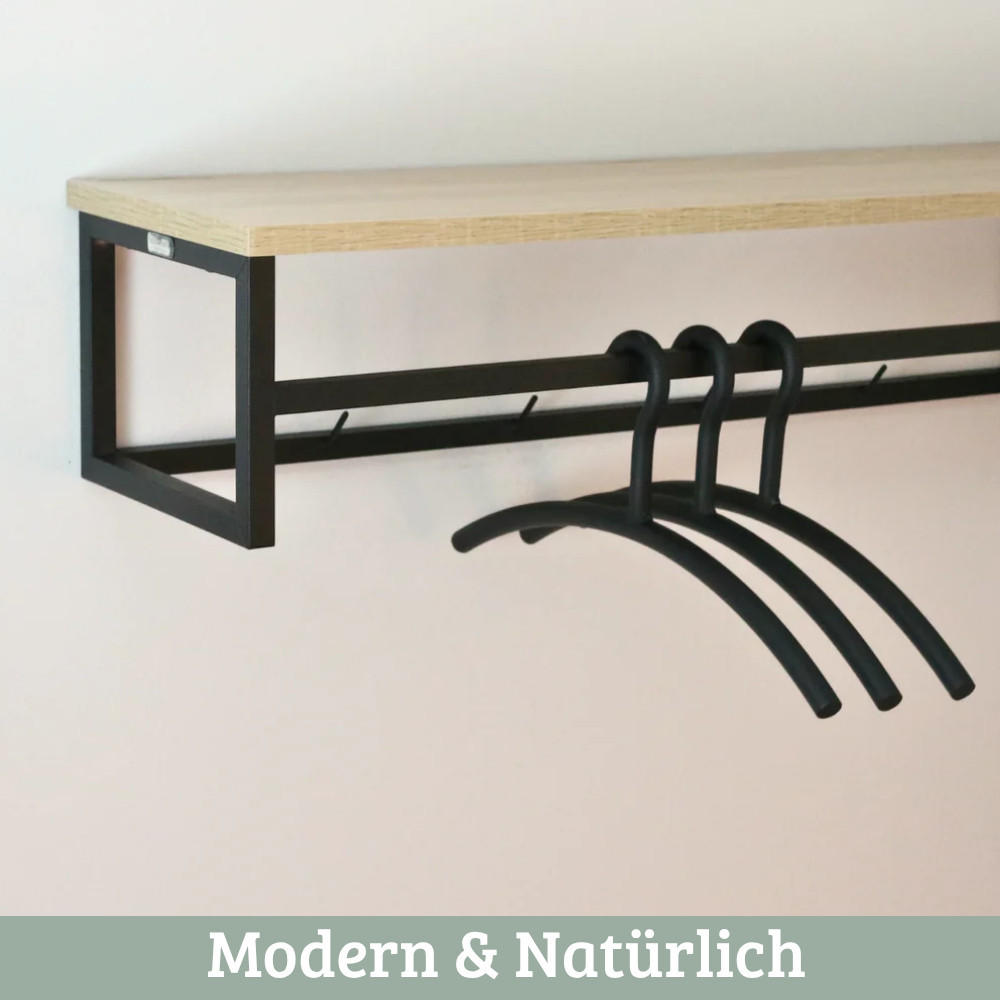 Thumbnail - Deluke Wandgarderobe, Braun, Holz, Echtholz,Eiche, 92x22x29 cm, Garderobe, Garderobenleisten & Garderobenhaken