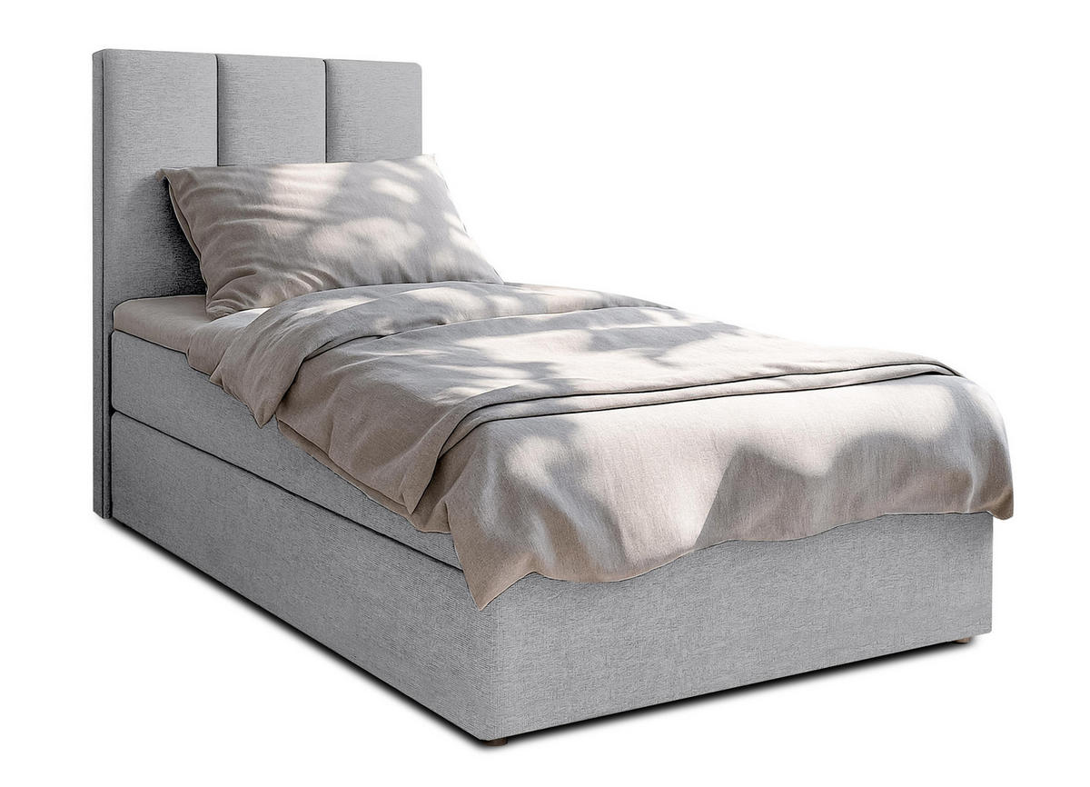BOXBETT MEREA 80x200 cm mit Bettkasten und Matratze - Grau - Schwarz/Grau, Holz/Holzwerkstoff (80/200cm) - AX Living