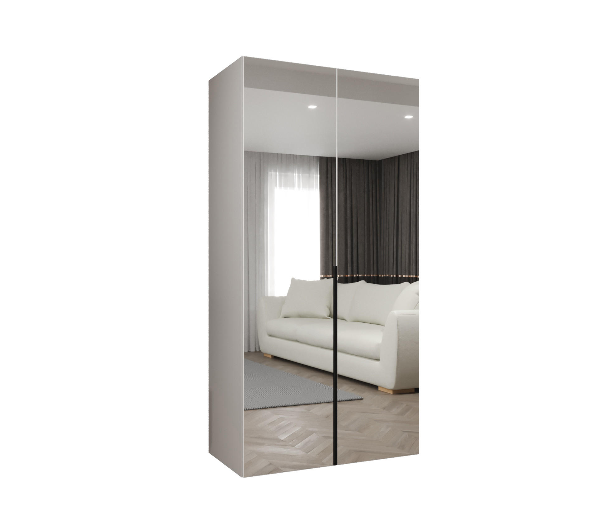 Abiks Möbel DREHTÜRENSCHRANK Weiß, Schwarz 100cm × 52cm × 202cm