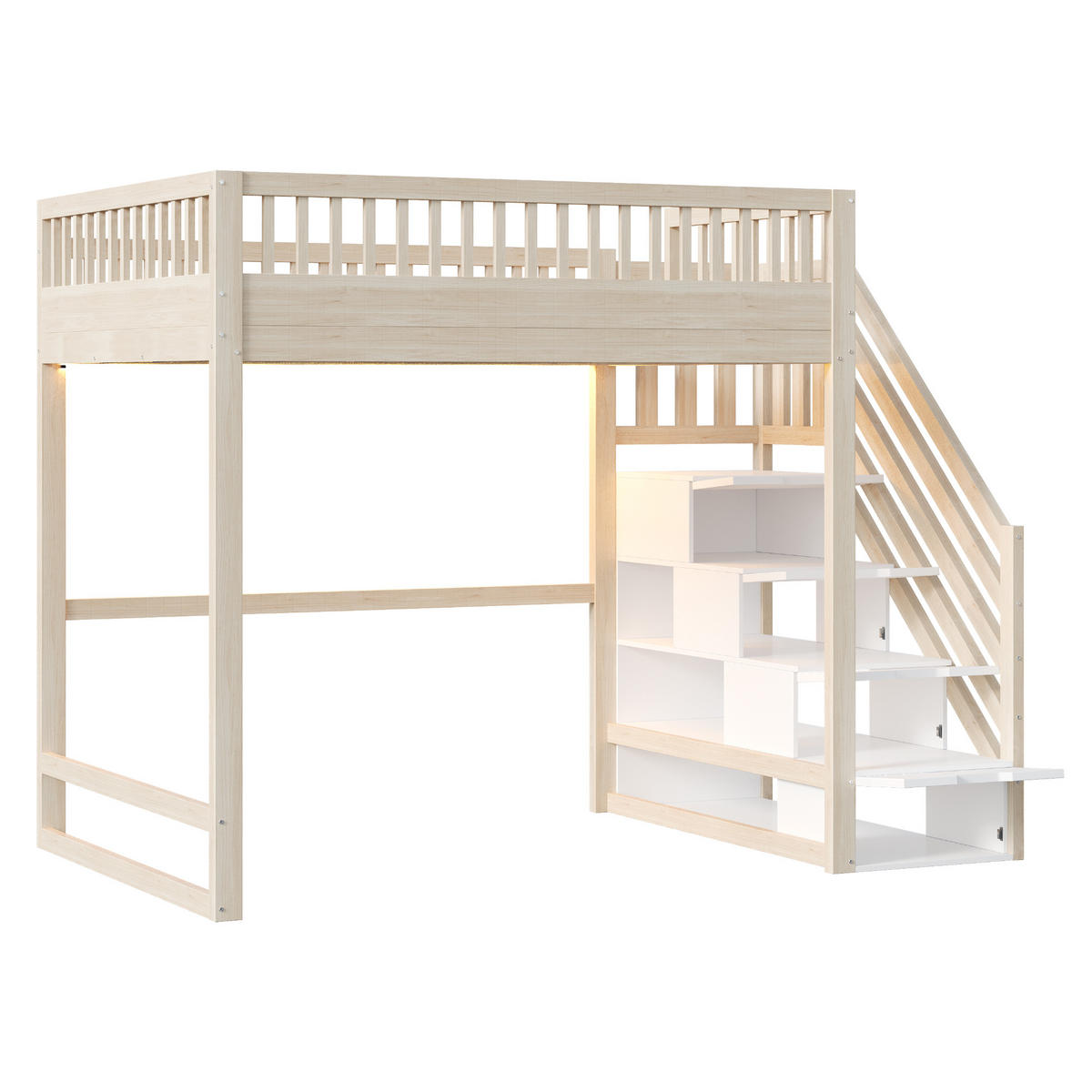 HOCHBETT 140x200 Holz LED Sicherheitsgitter Kiefer - Naturfarben, Holz (140/200cm) - FLIEKS