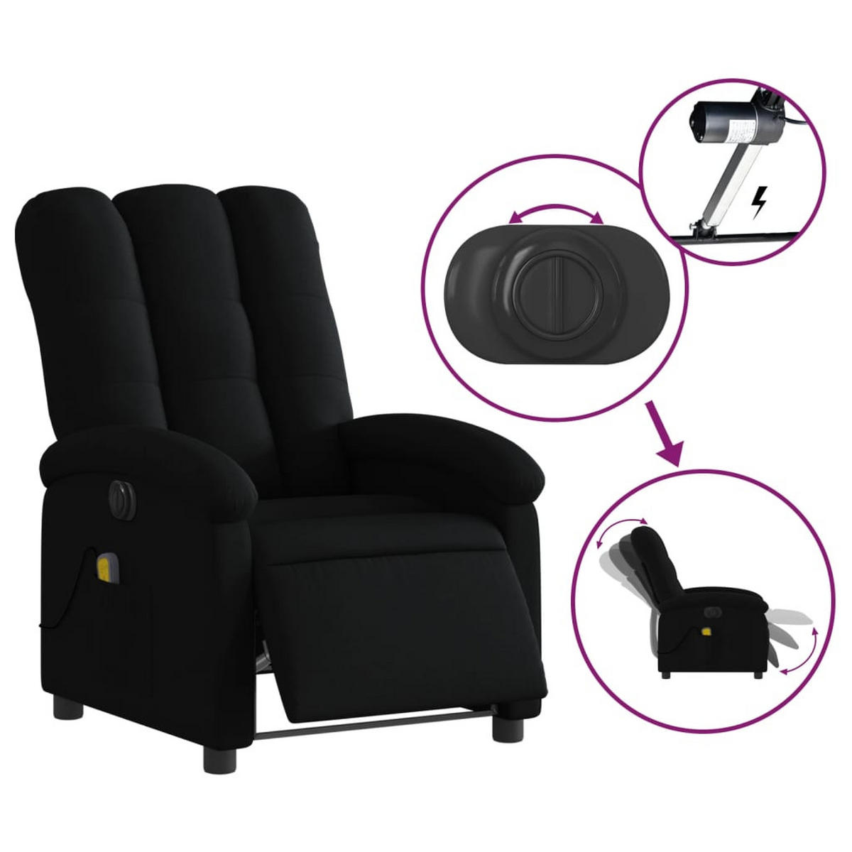 MASSAGESESSEL Loy - Schwarz, Metall (70/101/93cm) - Nettlife