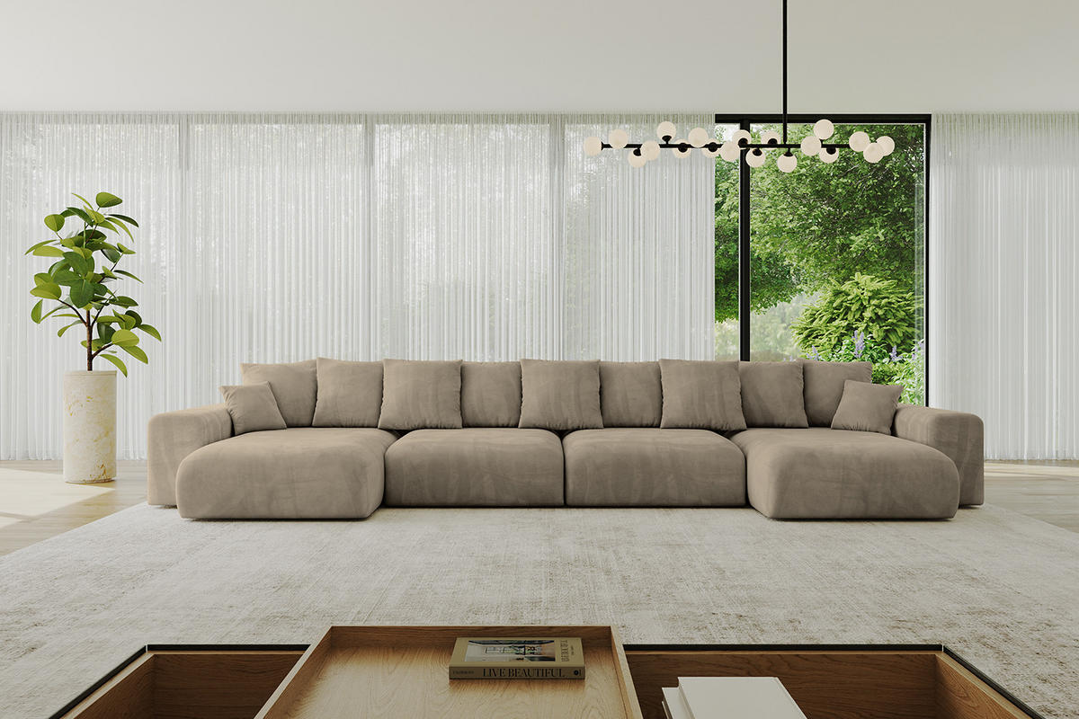 WOHNLANDSCHAFT mit Schlaffunktion ESKAR-U2-464x176x72cm Braun - Braun, Holzwerkstoff/Kunststoff (176/72/464cm) - ALTDECOR