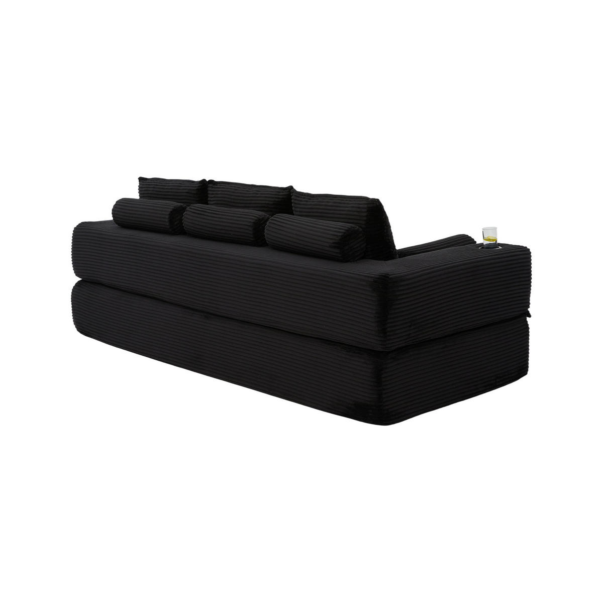SCHLAFSOFA DE-33818 3-Sitzer mit Federkern Schwarz - Schwarz, Textil (232/80/98cm) - ComfortXL