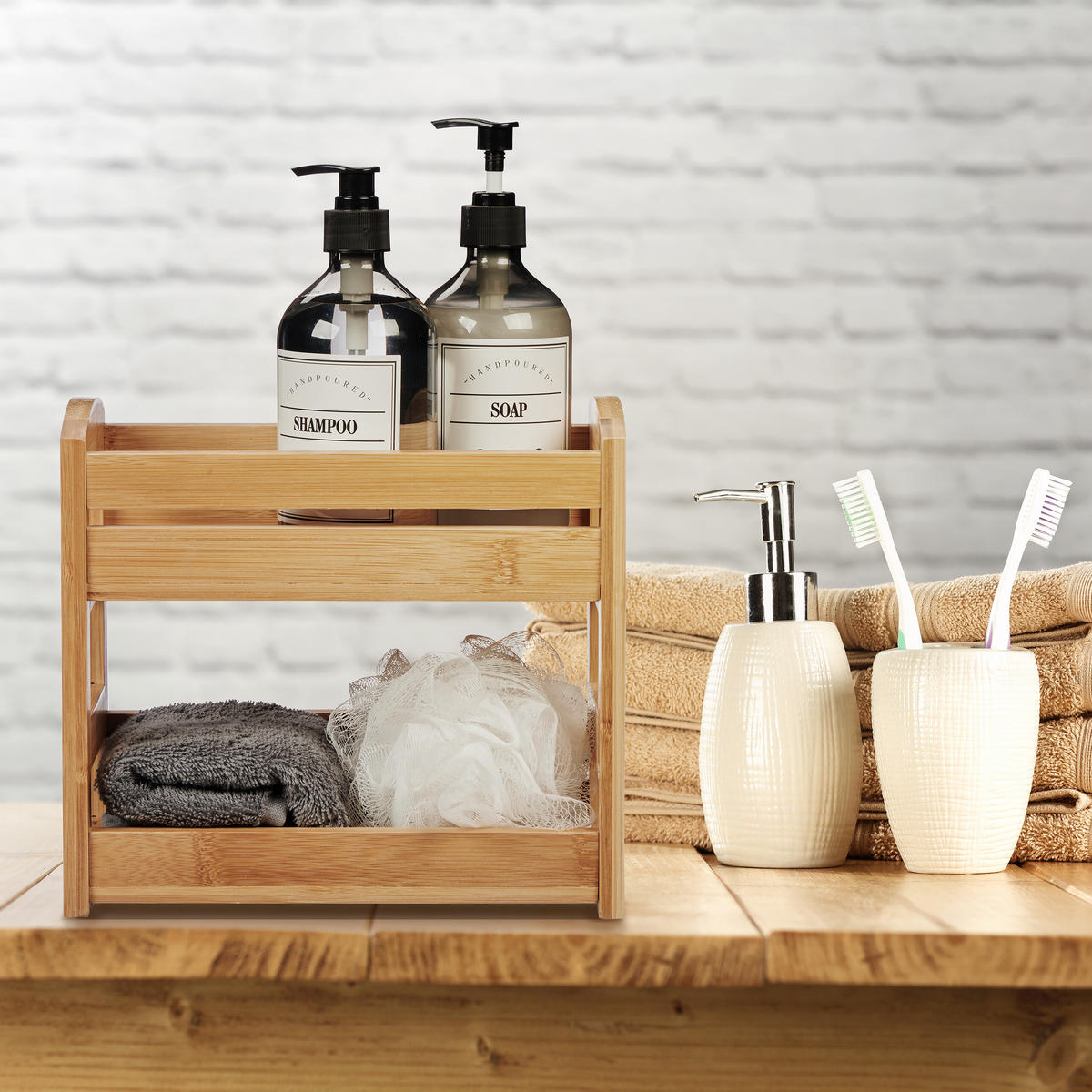 GEWÜRZREGAL - Hellbraun, Holz (25.5/23/15.5cm) - Relaxdays