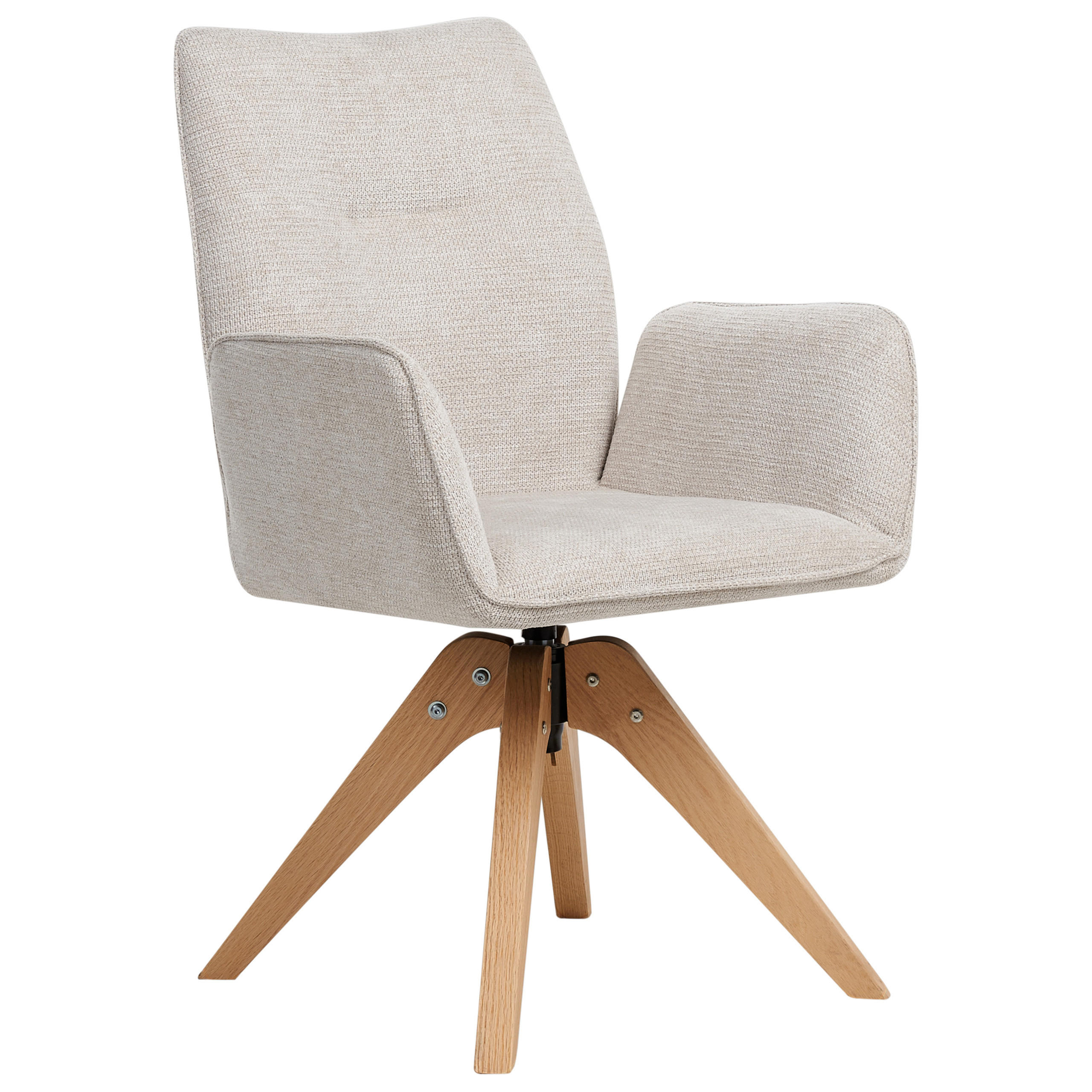 ESSZIMMERSTUHL drehbar Kunstleinen Hellbeige Mokena - Beige, Textil (58/90/66cm) - Beliani