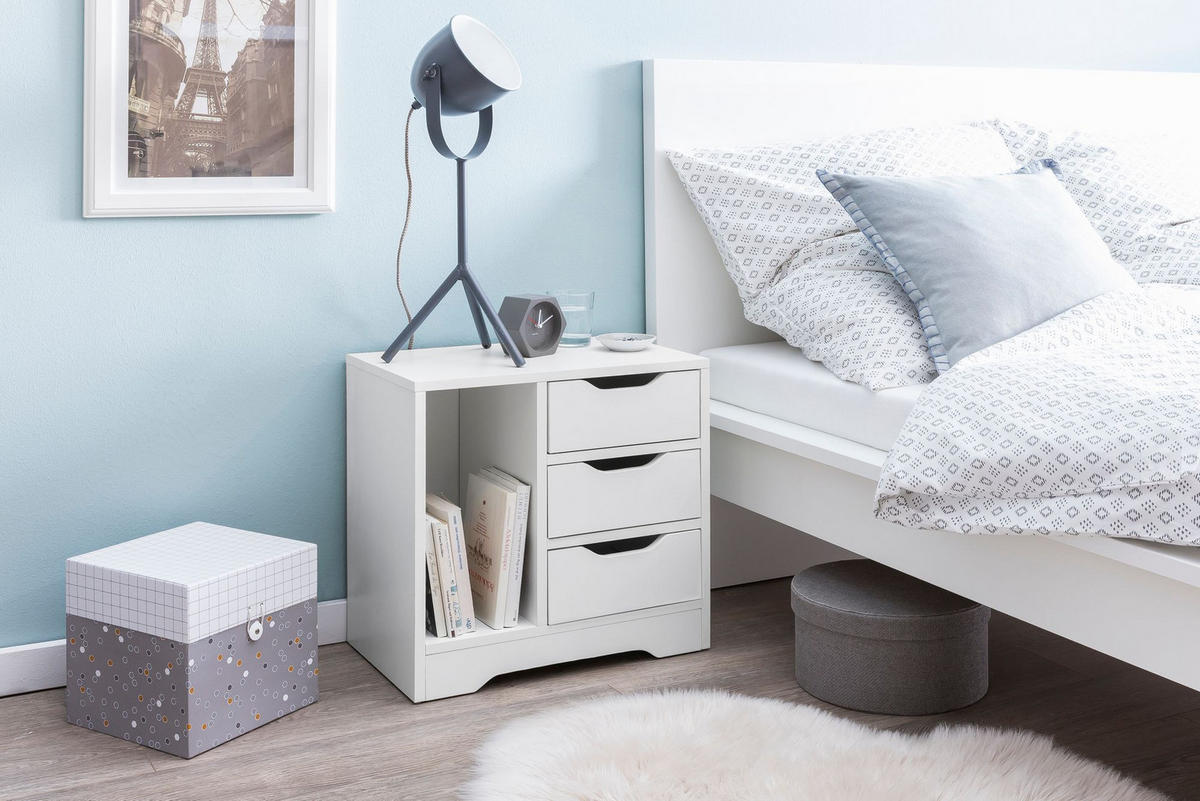 NACHTTISCH – Melaminharz, mit Ablage, modern, kompakt - Weiß, Holz (49/50/30cm) - KADIMA DESIGN