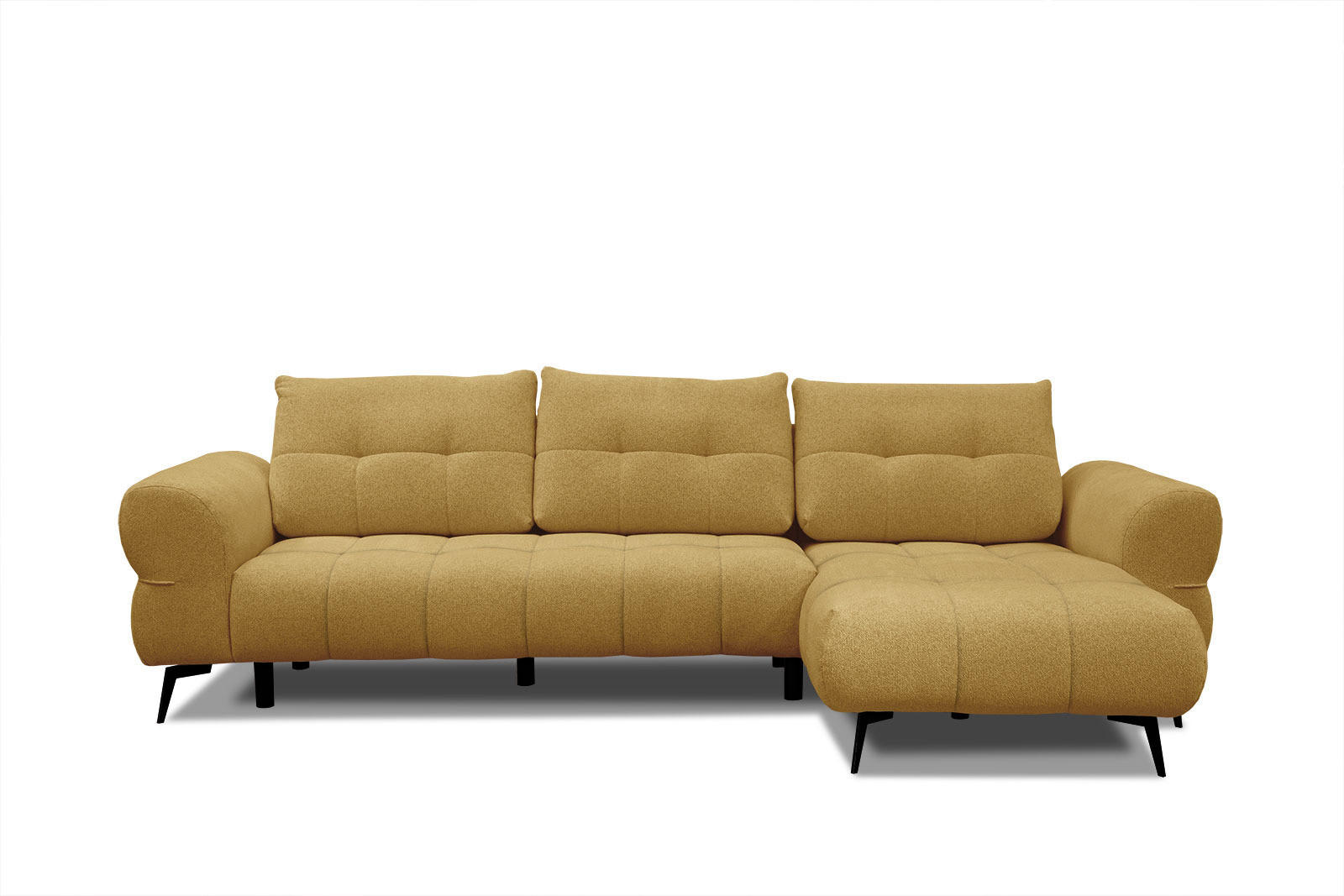 ECKSOFA SALVINI 4-Sitzer, honig - Schwarz/Honig, Holzwerkstoff/Textil (292/158cm) - Courtois Laville