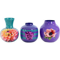 VASENTRIO Blossom blau mit Blumenmuster 3-tlg. - Blau, Metall (13.5cm) - FURNARO