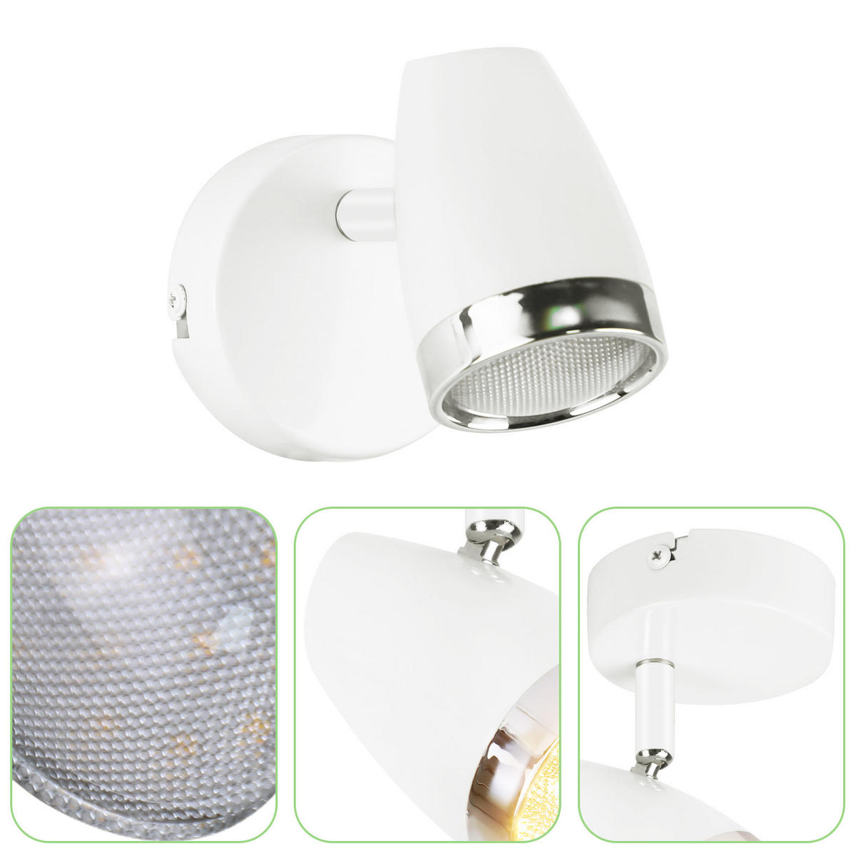 DECKENSTRAHLER Glanzar 13.5/5.6/8 cm - Weiß, Kunststoff (8/13.5/5.6cm) - ZMH