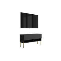 TV-LOWBOARD 100 cm Mattschwarz, gerade goldene Beine, 100 × 32 × 52 cm - Schwarz, Holzwerkstoff (100/52/32cm) - 3XE LIVING