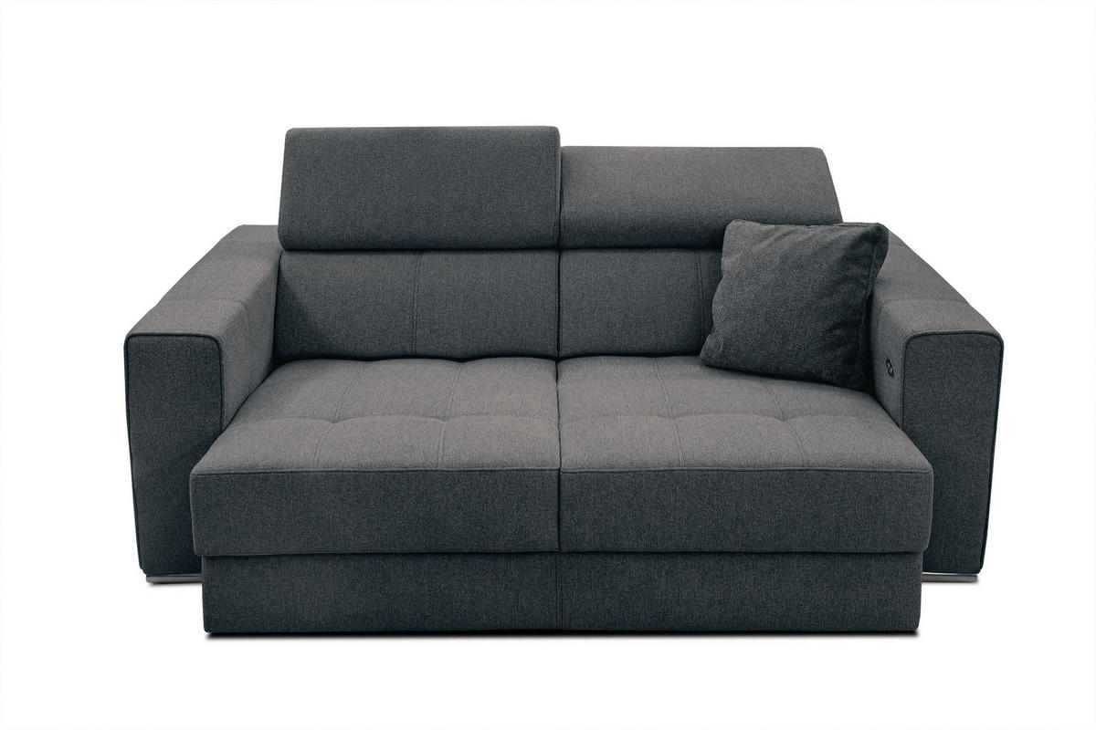 SOFA QUARTZ 3-Sitzer mit Ausziehsitz, dunkelgrau - Dunkelgrau, Holzwerkstoff/Textil (202/80/102cm) - Courtois Laville