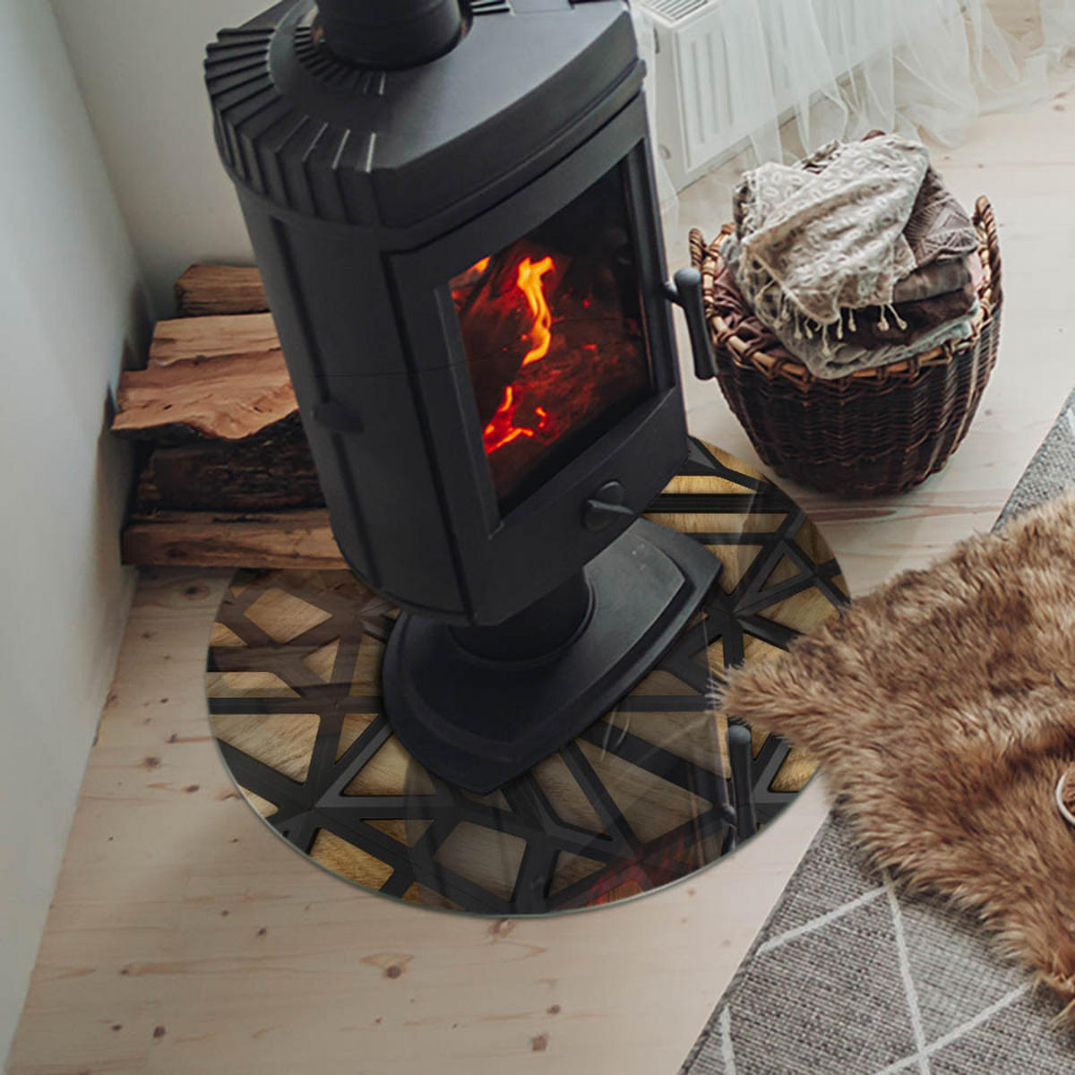 GLASPLATTE für Kamin Ø 60 cm Braun - Braun, Glas (60/60/0.4cm) - ArtPrintCave