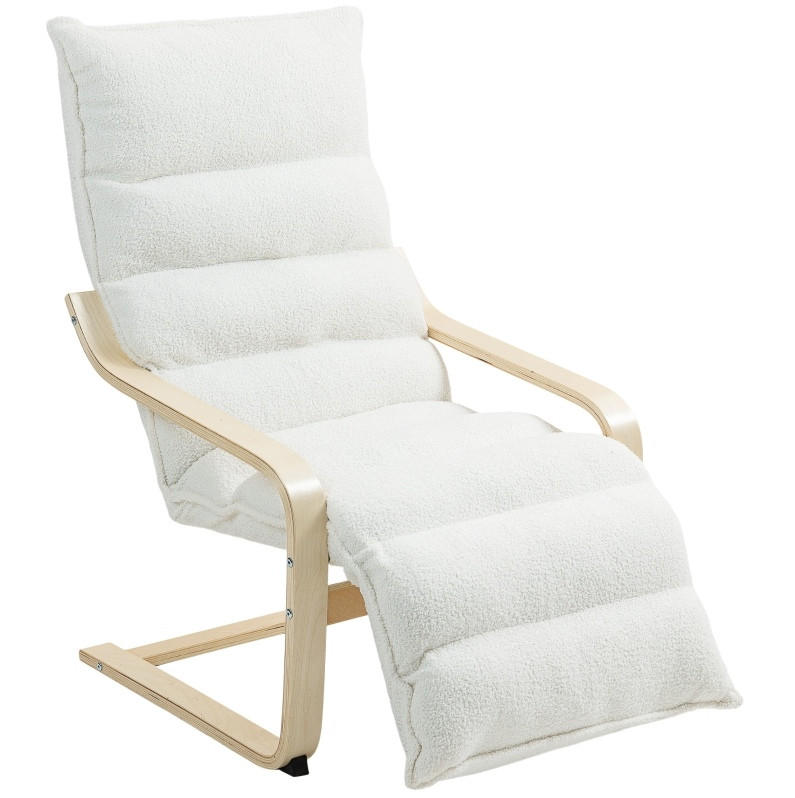 SESSEL 67/93-114/105 cm, verstellbares Fußteil, Sherpa-Fleece, Weiß - Weiß, Kunststoff (67/105/114cm) - Redom