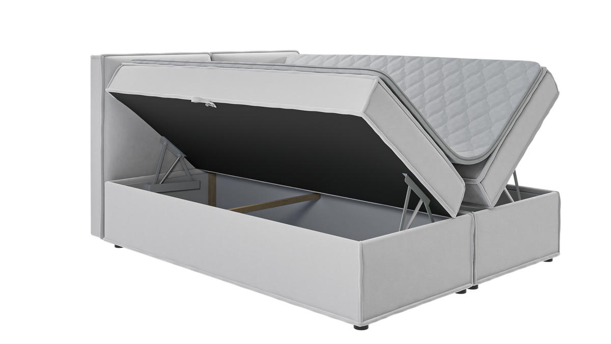 BOXBETT Eclipse 160/200 cm Silber Luxusmicrofaser - Silberfarben/Schwarz, Holz/Kunststoff (160/200cm) - S-Style Möbel
