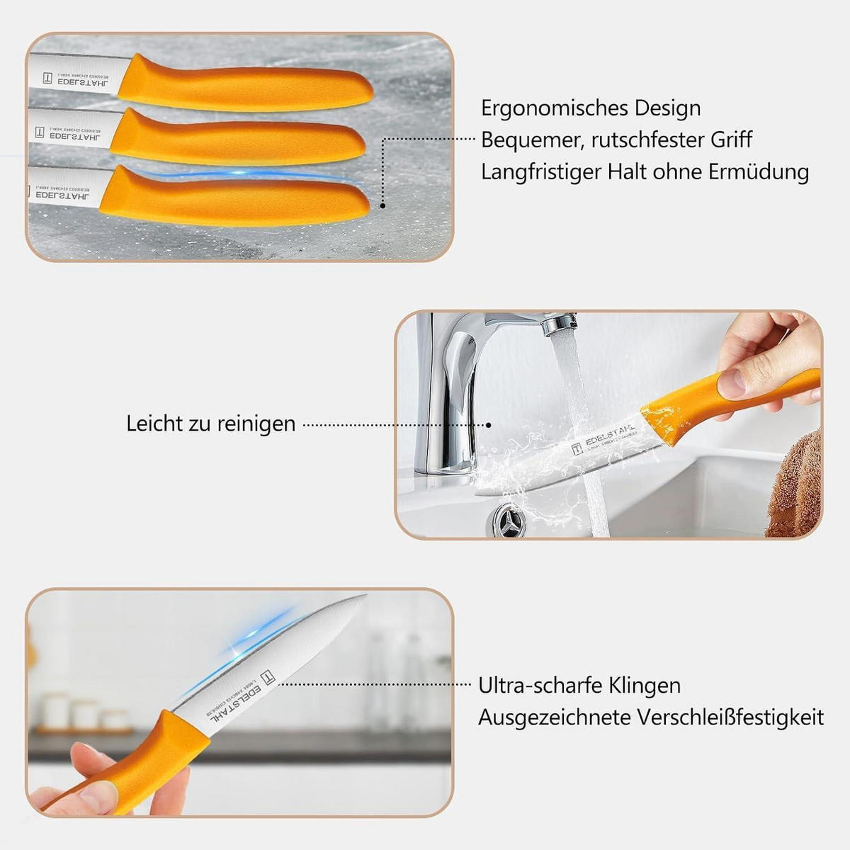 OBSTMESSER 6er-Set Orange - Orange, Metall (19cm)