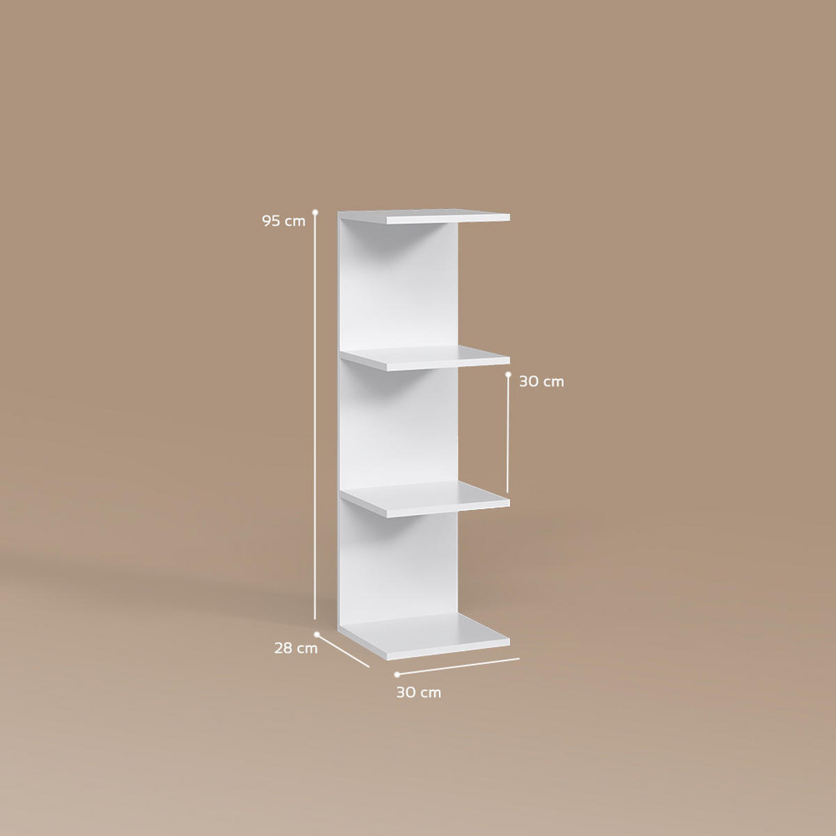 WANDREGAL Vesuvio Weiß 30 x 95 cm 2er Set - Weiß, Holzwerkstoff (30/95/28cm) - Livinity®
