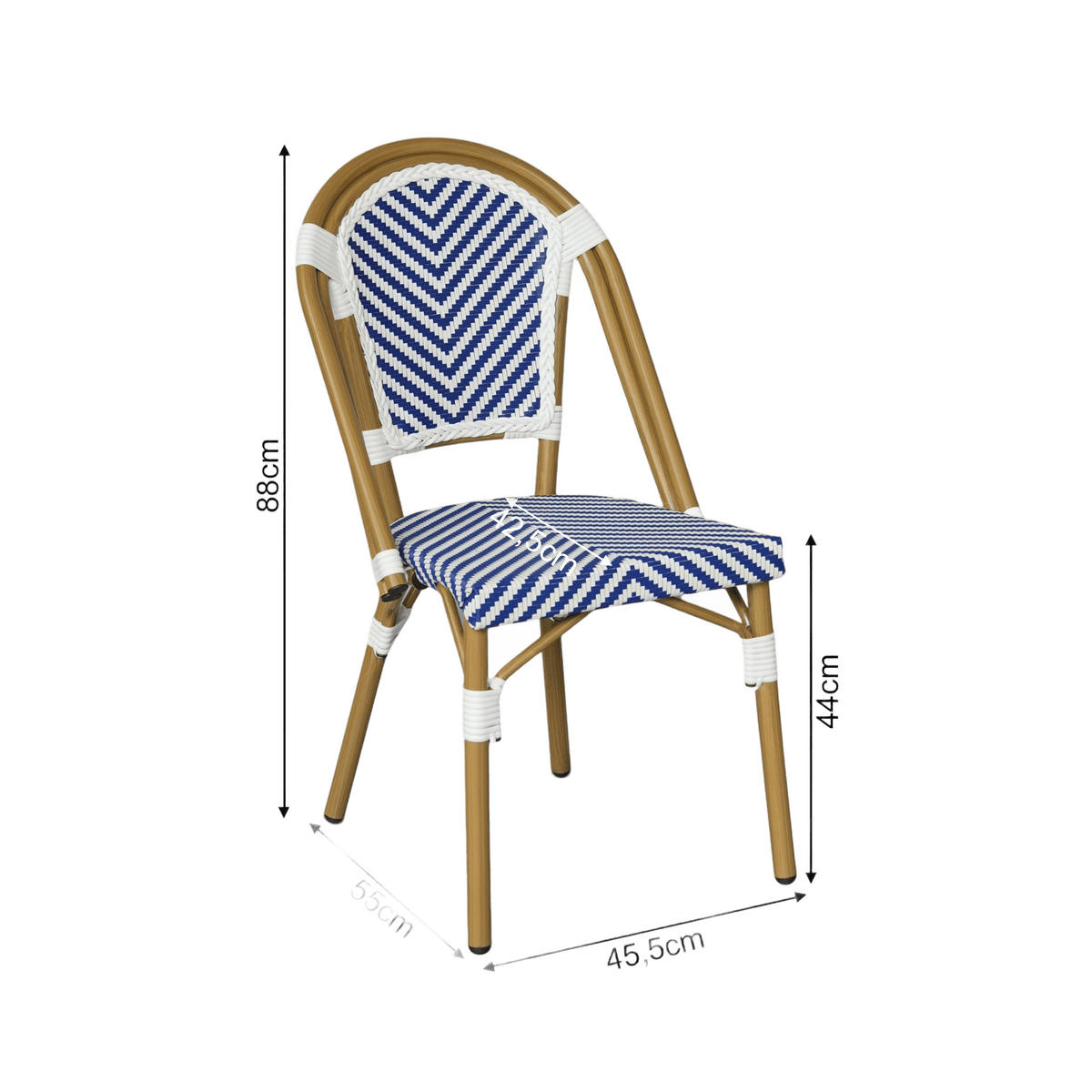 GARTENSTÜHLE Stapelbare Alpinia Blau Weiß 2er-Set - Dunkelblau, Metall (46/85/57cm) - Mobili Rebecca