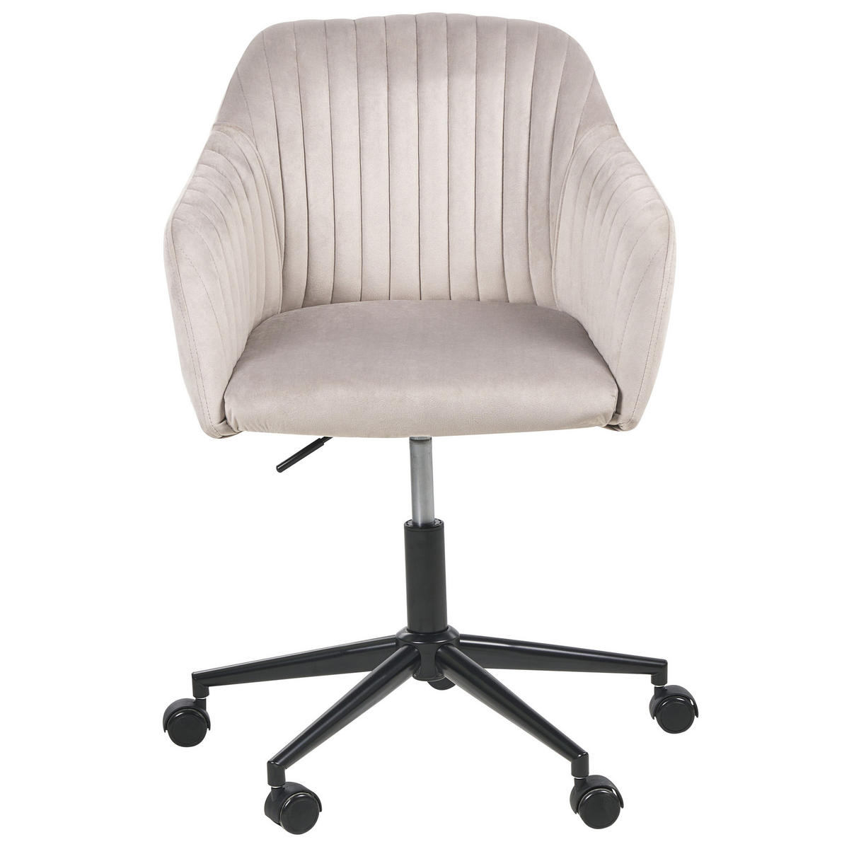 BÜROSTUHL Samtstoff Taupe Venice - Beige/Schwarz, Textil (64/89/64cm) - Beliani