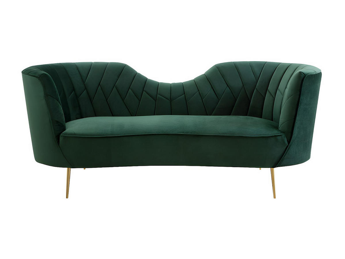 SOFA 3-Sitzer - Samt - Dunkelgrün - ADELE - Grün, Textil (198/80/85cm) - Vente-Unique