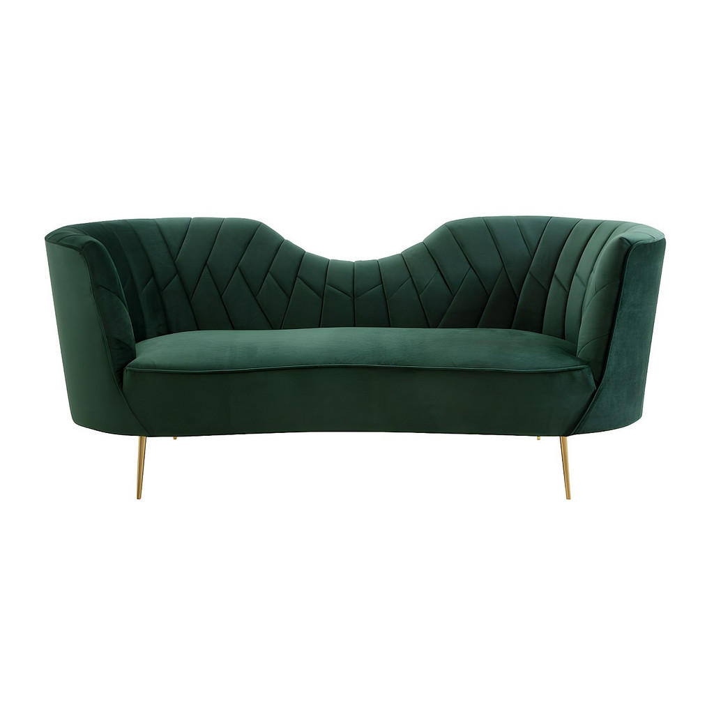 Thumbnail - Vente-Unique Sofa, Grün, Textil, Uni, 3-Sitzer, 198x80x85 cm, Wohnzimmer, Sofas & Couches, Sofas