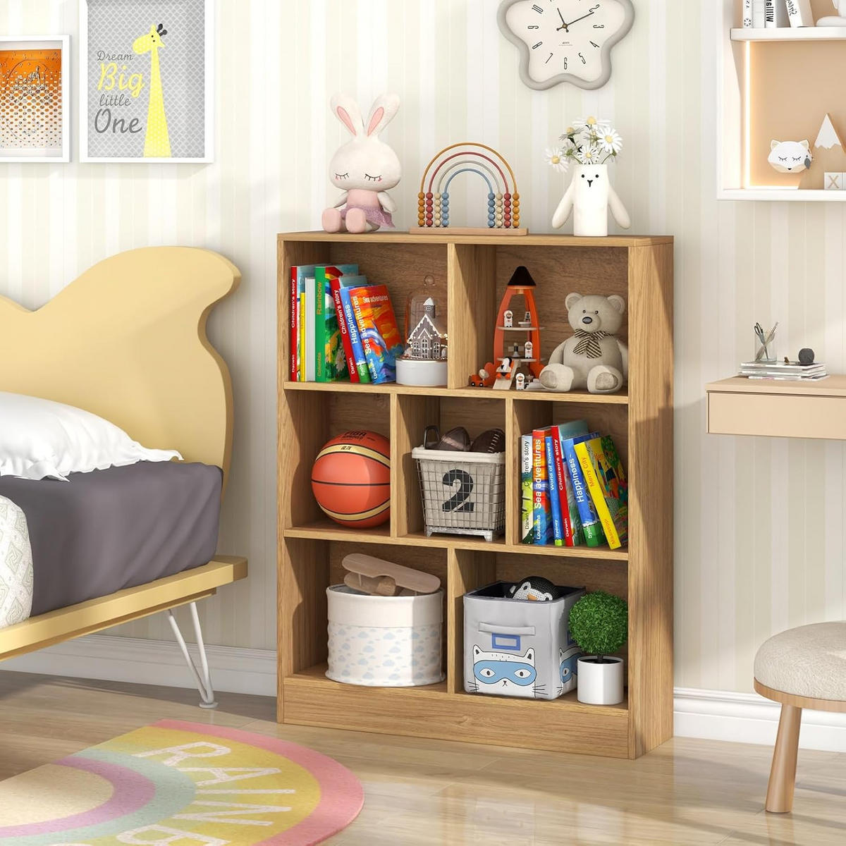 BÜCHERREGAL Braun - Braun, Holz (24/104/80cm) - COSTWAY