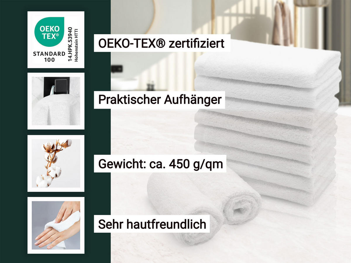 SEIFTÜCHER, 10er-Set, 30x30 cm, 100% Baumwolle, Weiß - Weiß, Textil (30/30cm) - Zollner