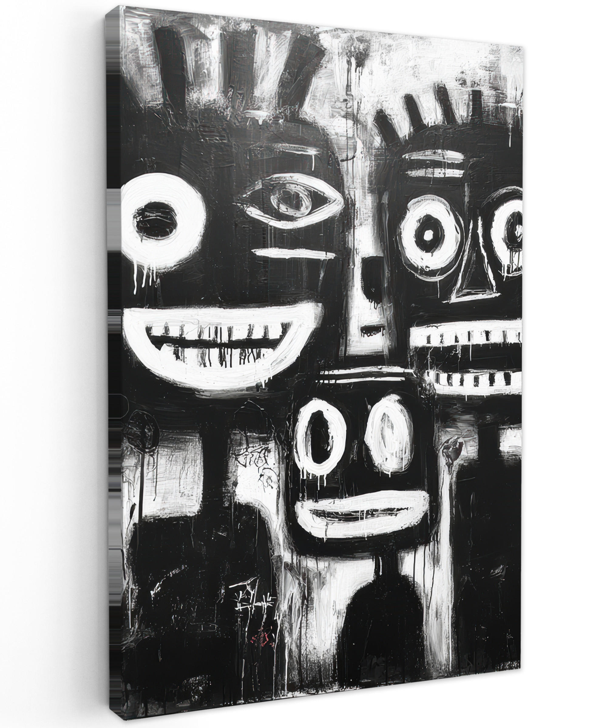 LEINWANDBILD Malerei - Figuren - Schwarz - Abstrakt Deko XXL 80x120 cm - Schwarz, Textil (80/120cm) - MuchoWow