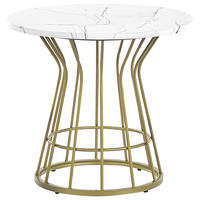 COUCHTISCH Marmor Optik weiß/gold 50 cm Concan - Goldfarben/Weiß, Holzwerkstoff (50/50/46cm) - Beliani