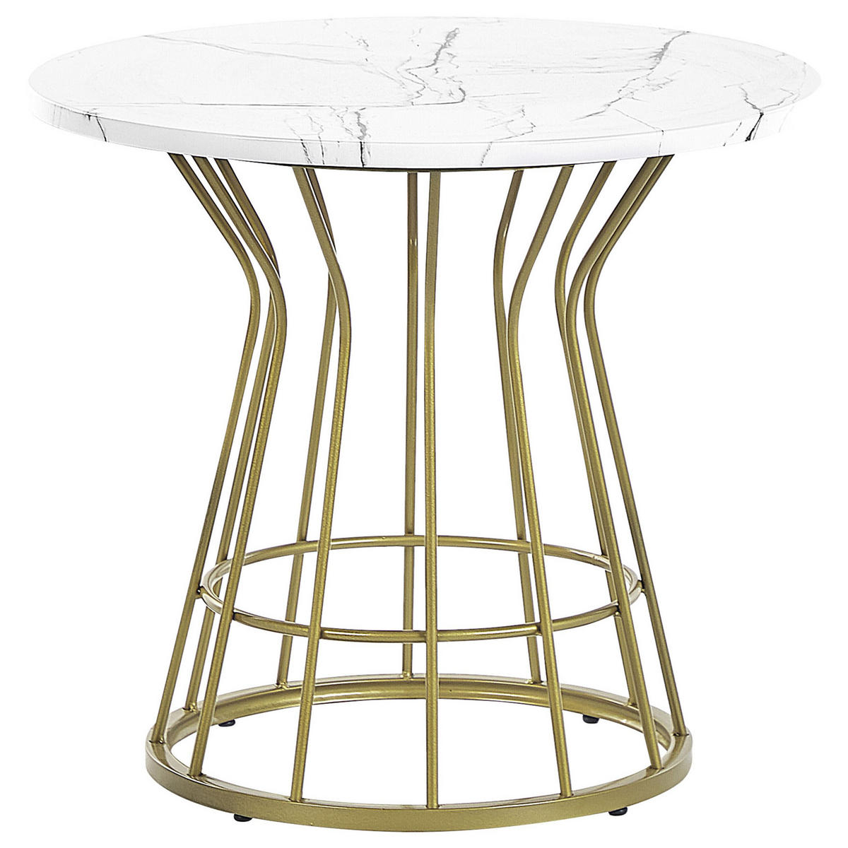 COUCHTISCH Marmor Optik weiß/gold 50 cm Concan - Goldfarben/Weiß, Holzwerkstoff (50/50/46cm) - Beliani
