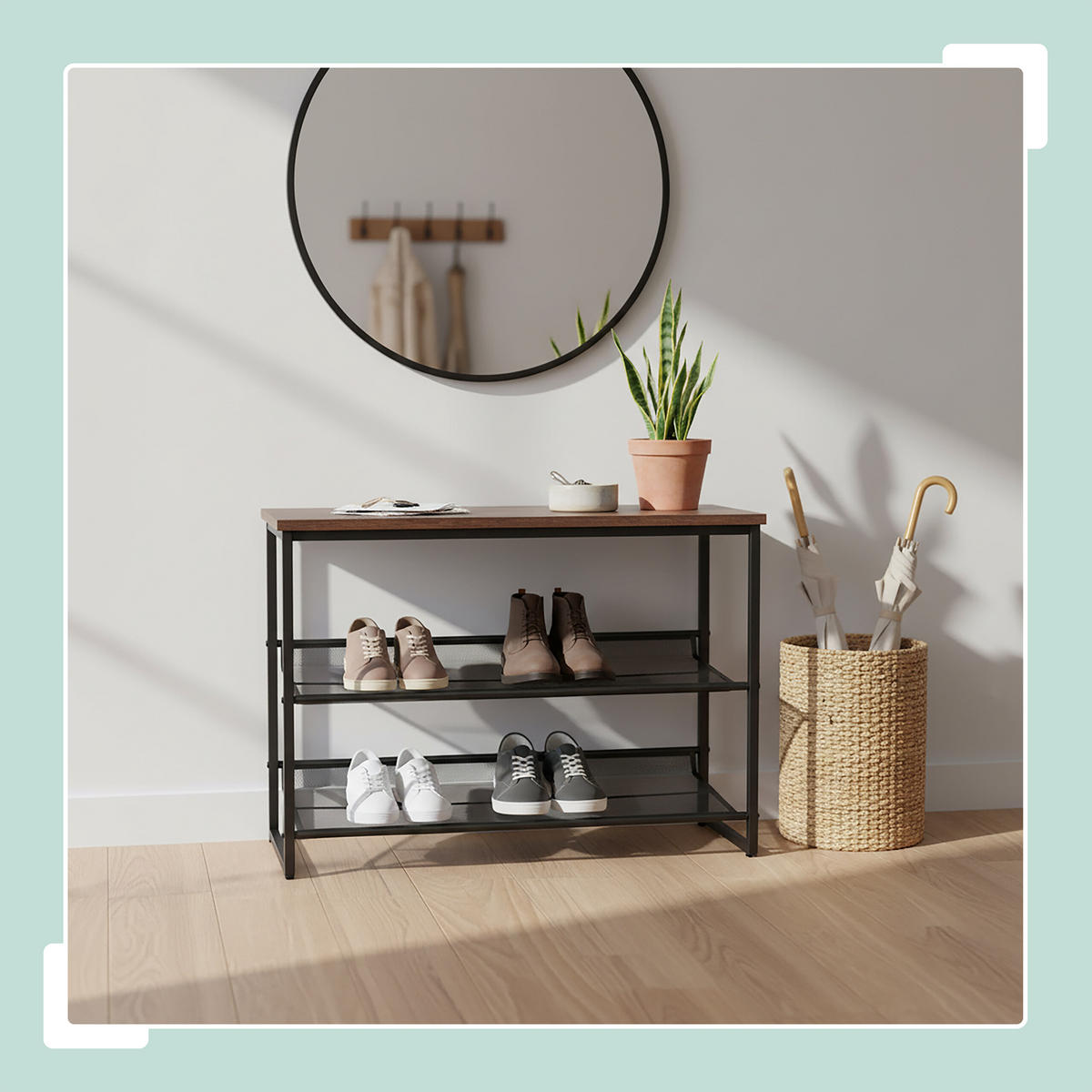 SCHUHREGAL - Schwarz, Holzwerkstoff/Metall (75/52.5/30cm) - Relaxdays