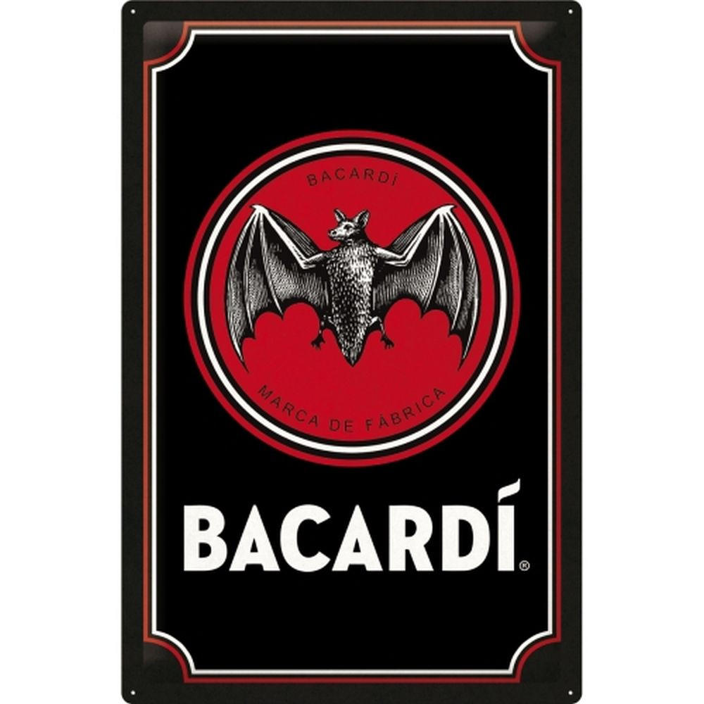 BLECHSCHILD 40/60 cm Bacardi Logo Black - Multicolor, Metall (40/60/1cm) - Nostalgic-Art