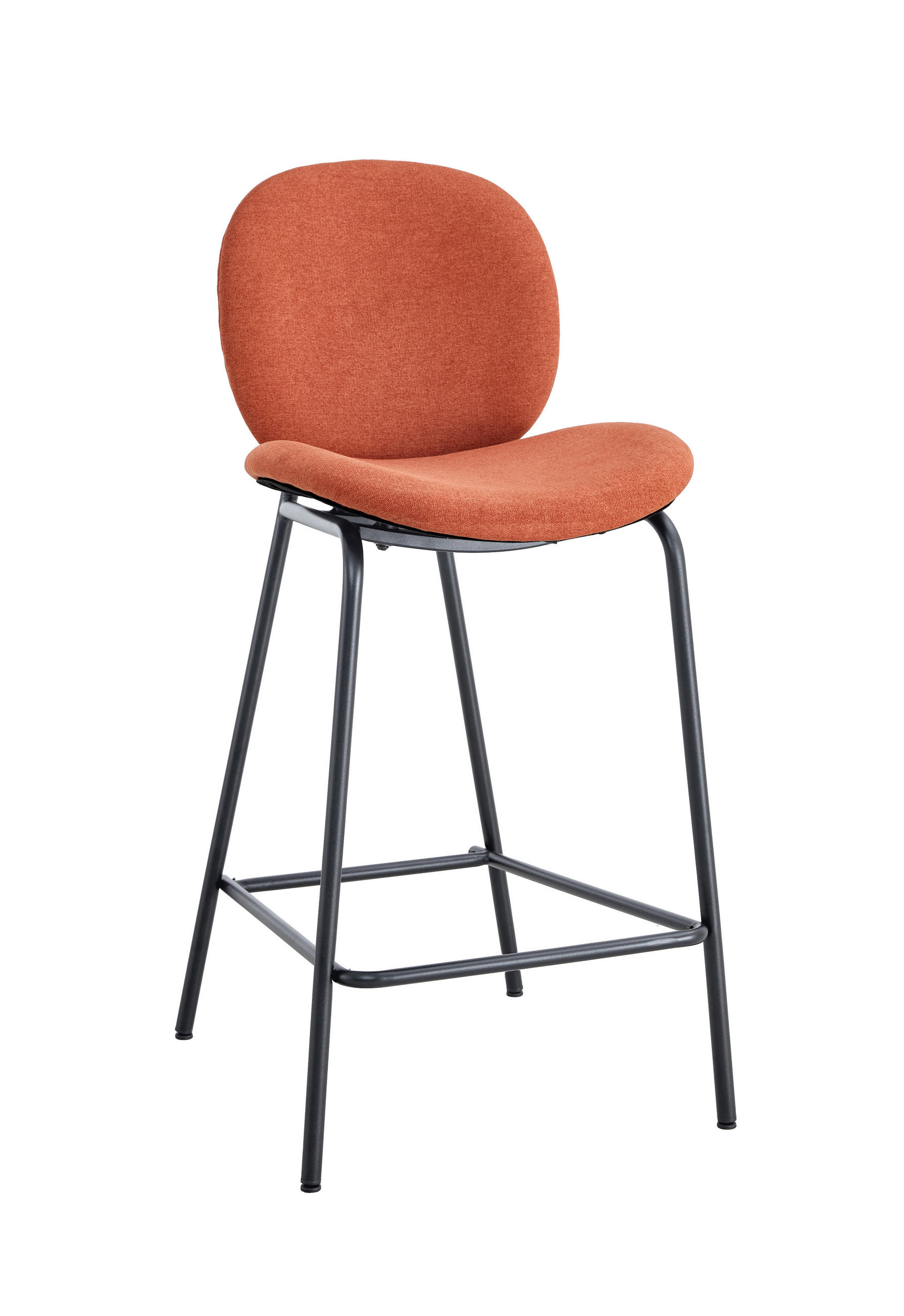 BARHOCKER (Set aus 2) aus Stoff mit schwarzen Metallbeinen - cori 43/54/66 cm - Rot, Textil (54/66/43cm) - Calicosy