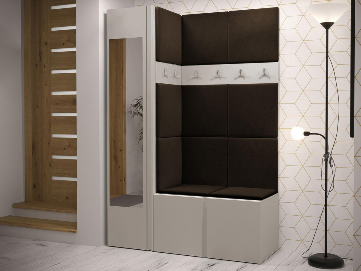 GARDEROBEN-SET Orion X - Kaschmir/Braun, Holzwerkstoff/Kunststoff (124/186/46cm) - MIRJAN24