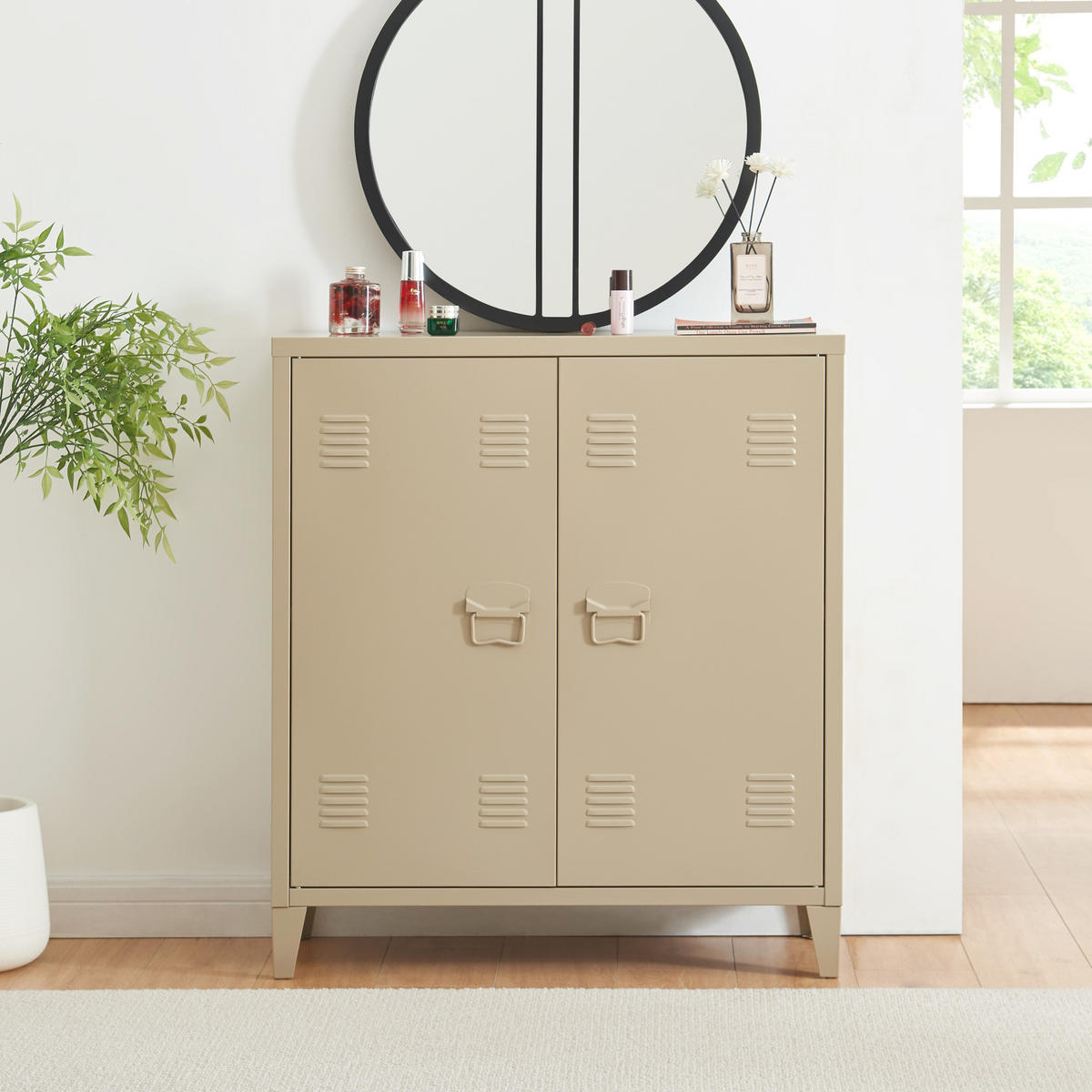 METALLSCHRANK Oripää - Braun, Metall (80/90/33cm) - [en.casa]
