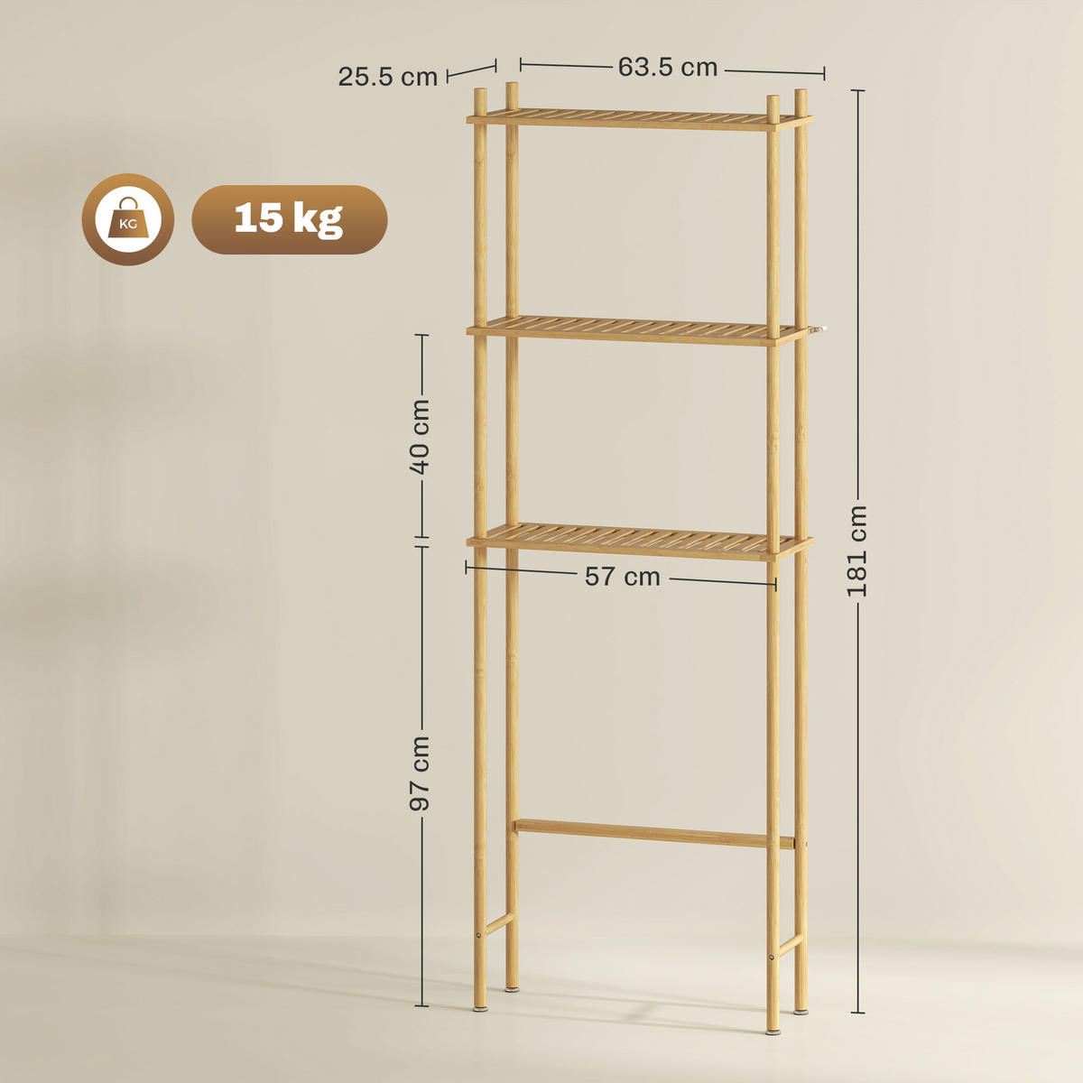 HÄNGESCHRANK Holzfarbe 1 Stück - Beige, Kunststoff (63.5/181/25.5cm) - GiPP