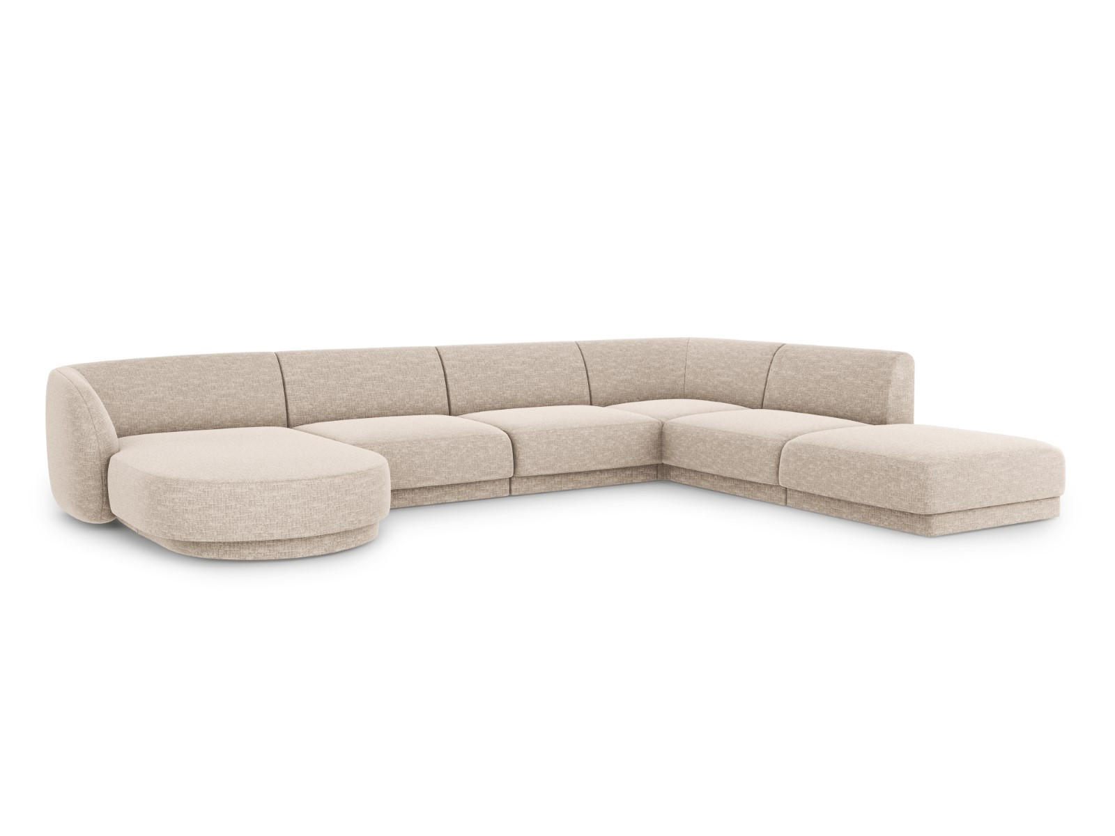 PANORAMASOFA rechts Miley aus Chenille-Stoff beige 6 Sitzplätze - Beige, Textil (255/70/330cm) - Micadoni