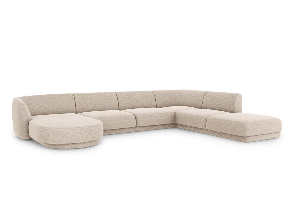 PANORAMASOFA rechts Miley aus Chenille-Stoff beige 6 Sitzplätze - Beige, Textil (255/70/330cm) - Micadoni