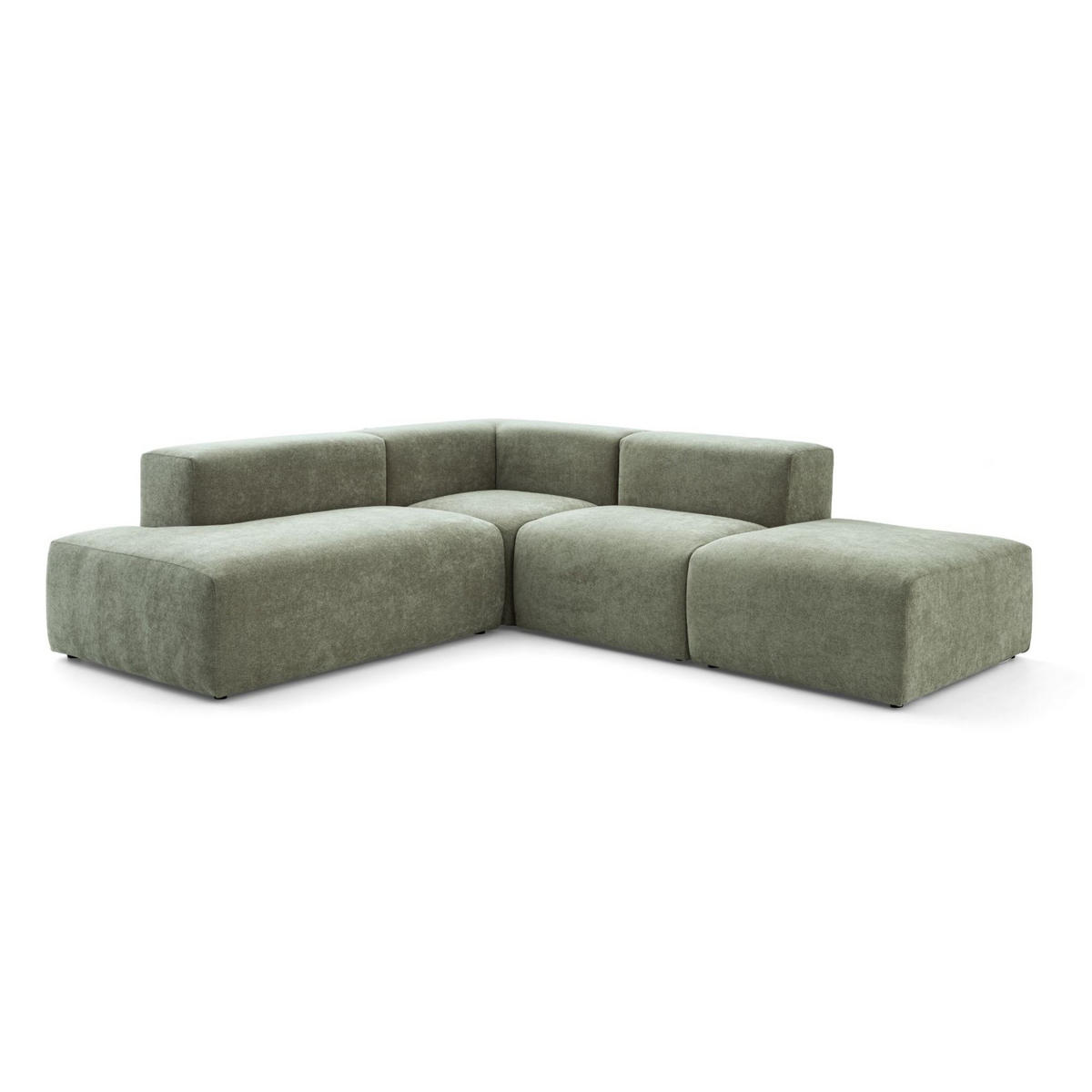 4-SITZER modulares Ecksofa HEAVEN SET 3 Links, Breite 270 cm Webstoff Grün - Schwarz/Grün, Holz/Kunststoff (245/270cm) - Muffo