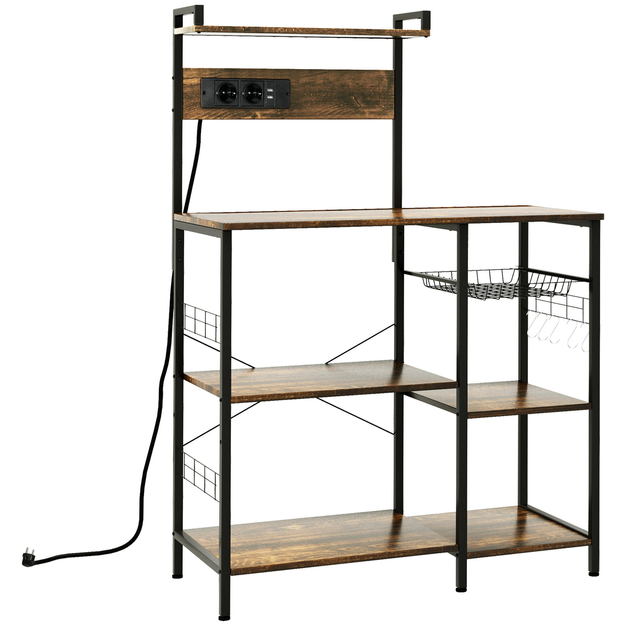 MIKROWELLENREGAL DE-11108 Integrierte Steckdosen Braun - Braun, Holzwerkstoff (42/130/90cm) - ComfortXL