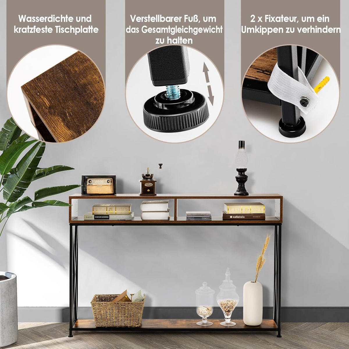 KONSOLENTISCH 79cm Braun - Braun, Holz (120/23/79cm) - COSTWAY