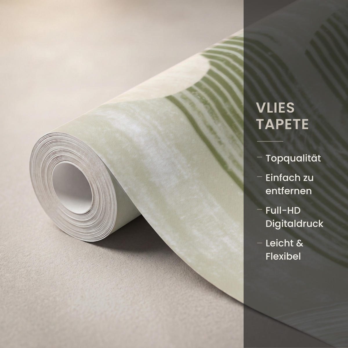 TAPETE - Künstlerisch - Modern - Grün - 280x220 cm - Olivgrün, Papier (280/220cm) - OnlyWow